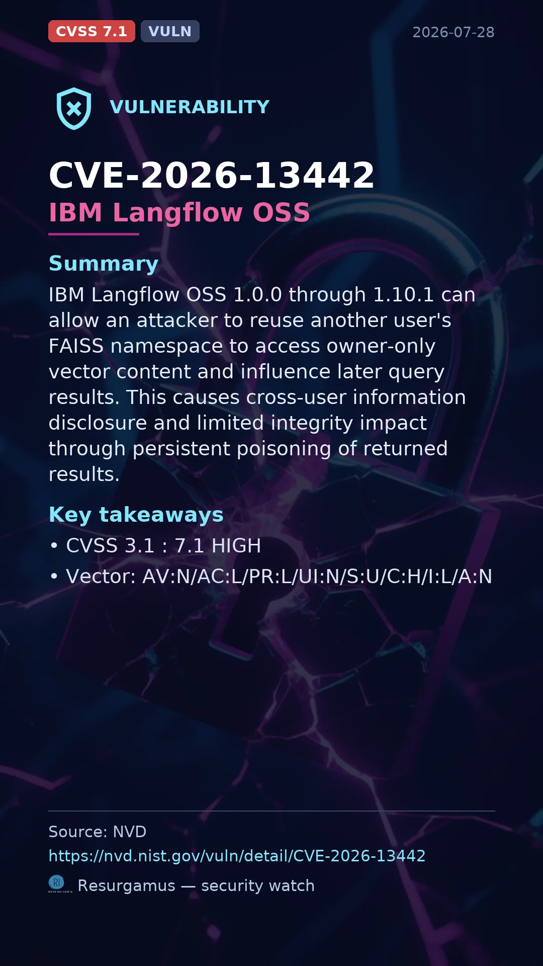 CVE-2026-13442 IBM Langflow OSS Vulnerability
