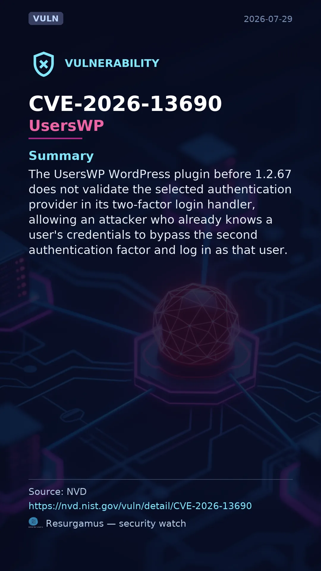 CVE-2026-13690 UsersWP Vulnerability