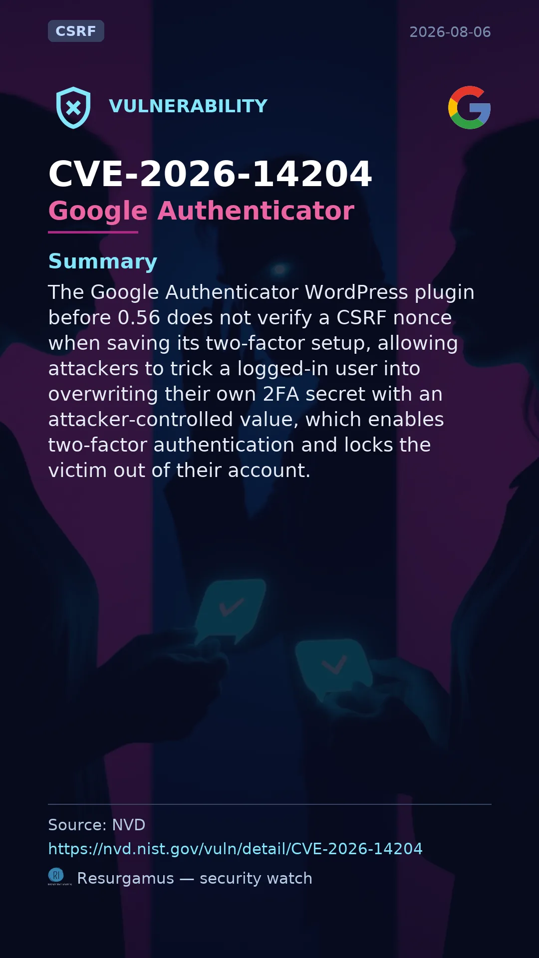 CVE-2026-14204 Google Authenticator Vulnerability
