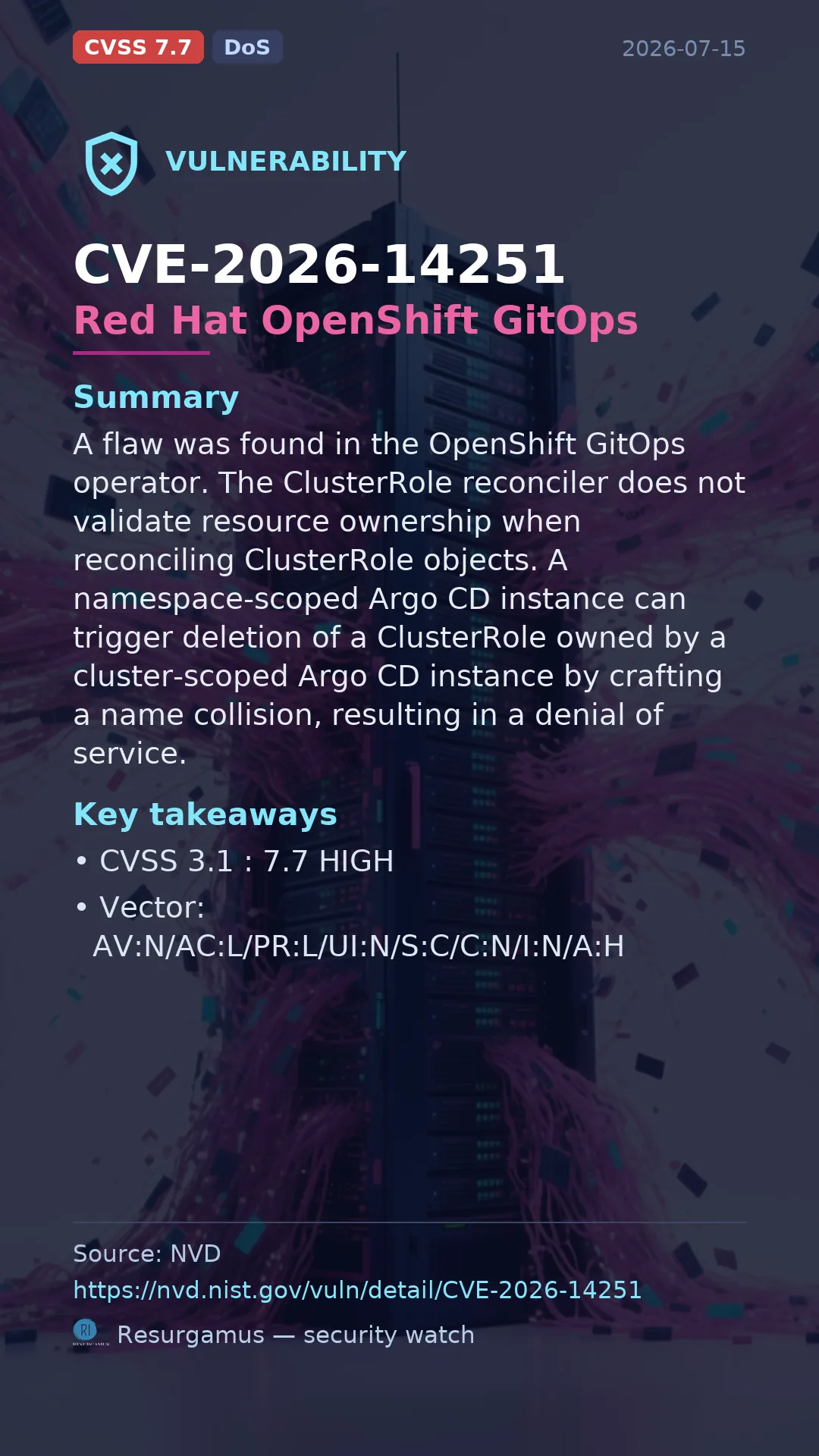 CVE-2026-14251 Red Hat OpenShift GitOps Vulnerability