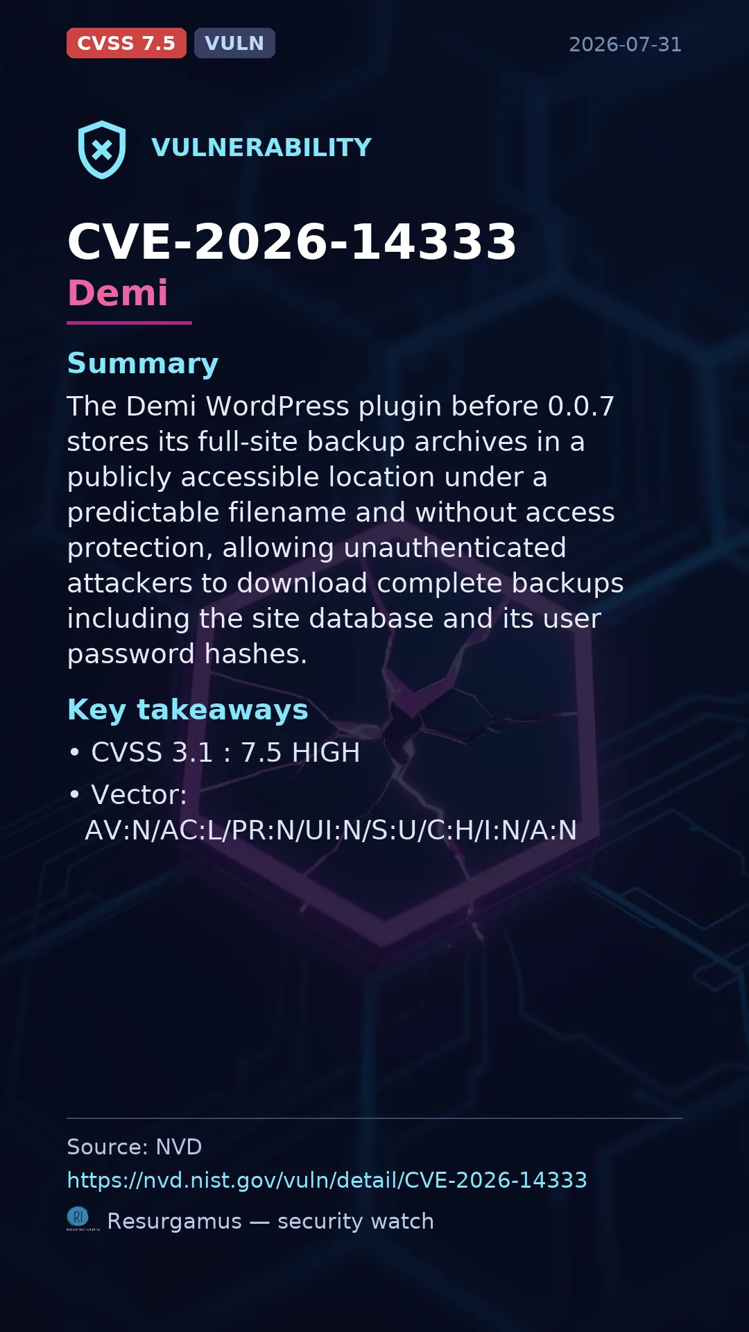CVE-2026-14333 Demi Vulnerability