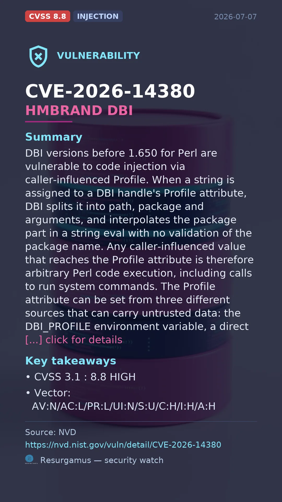 CVE-2026-14380 HMBRAND DBI Vulnerability