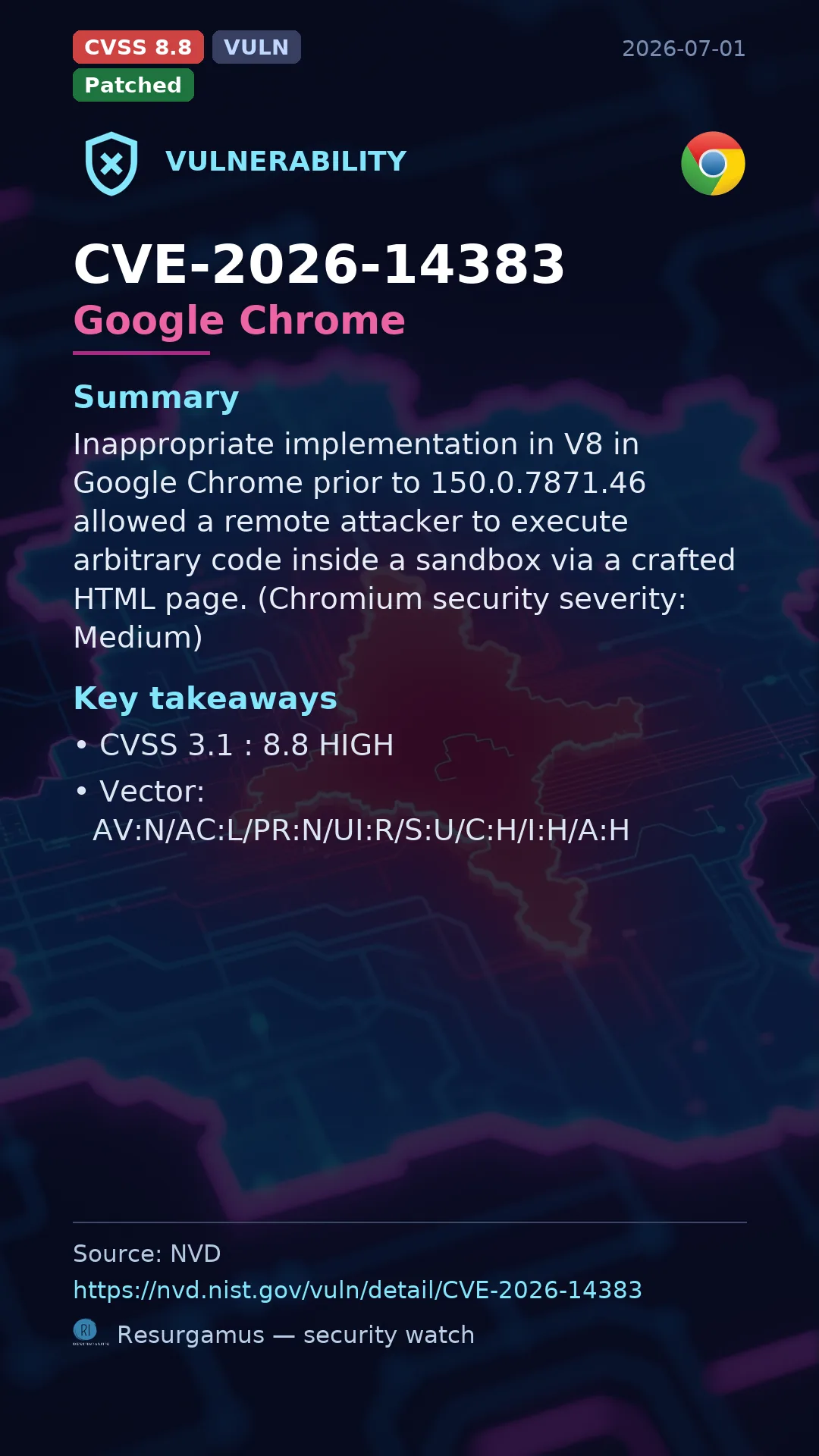 CVE-2026-14383 Google Chrome Vulnerability