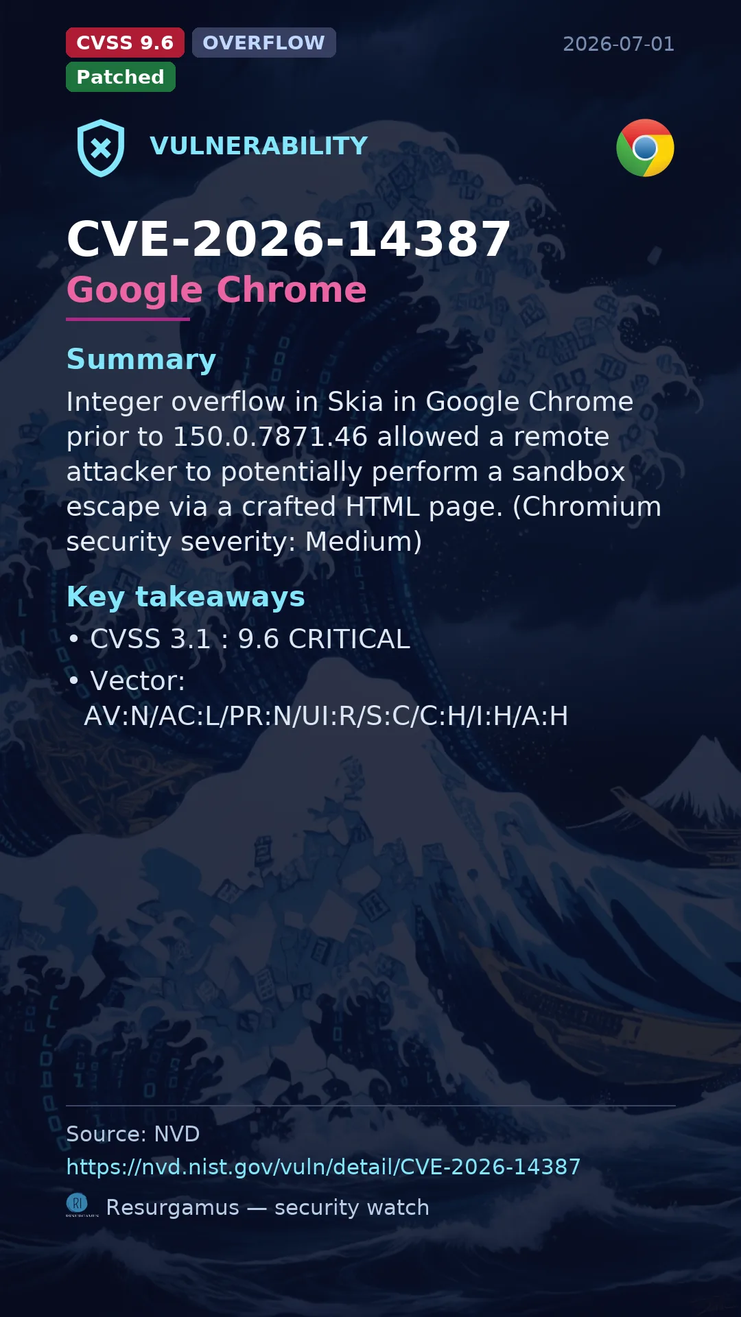 CVE-2026-14387 Google Chrome Vulnerability