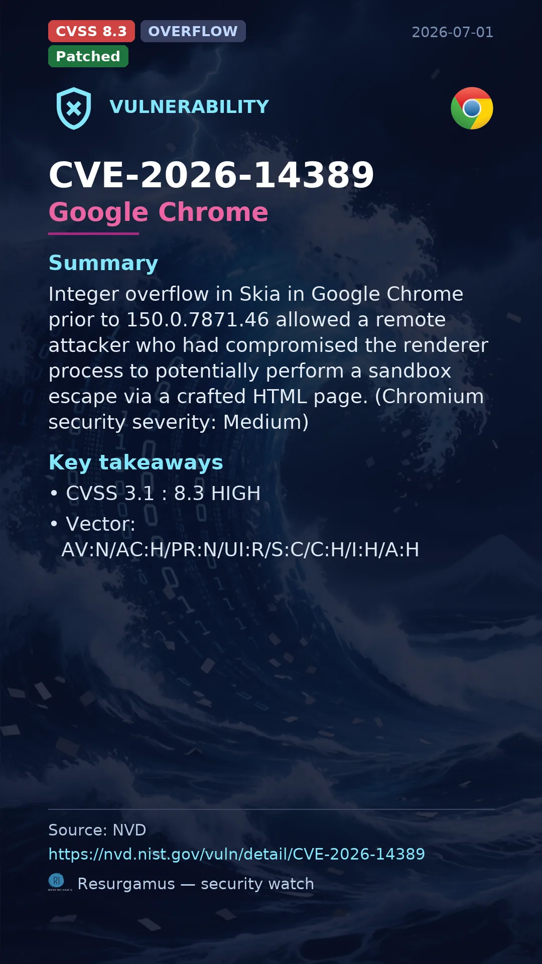 CVE-2026-14389 Google Chrome Vulnerability