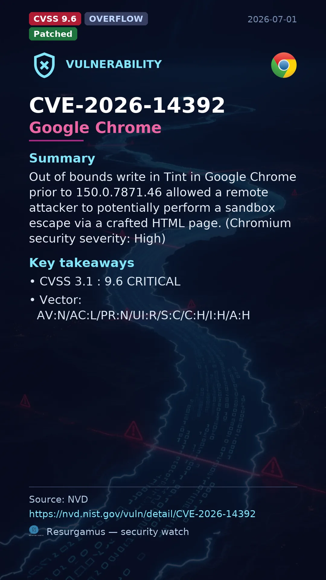 CVE-2026-14392 Google Chrome Vulnerability