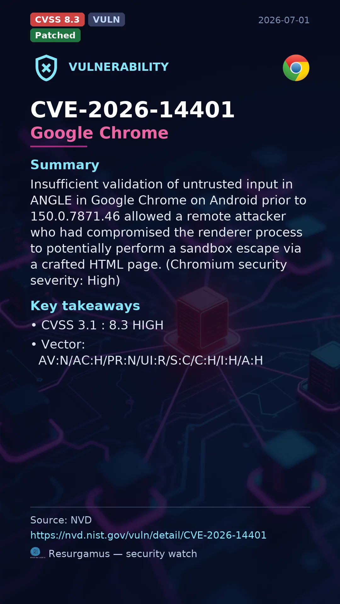 CVE-2026-14401 Google Chrome Vulnerability
