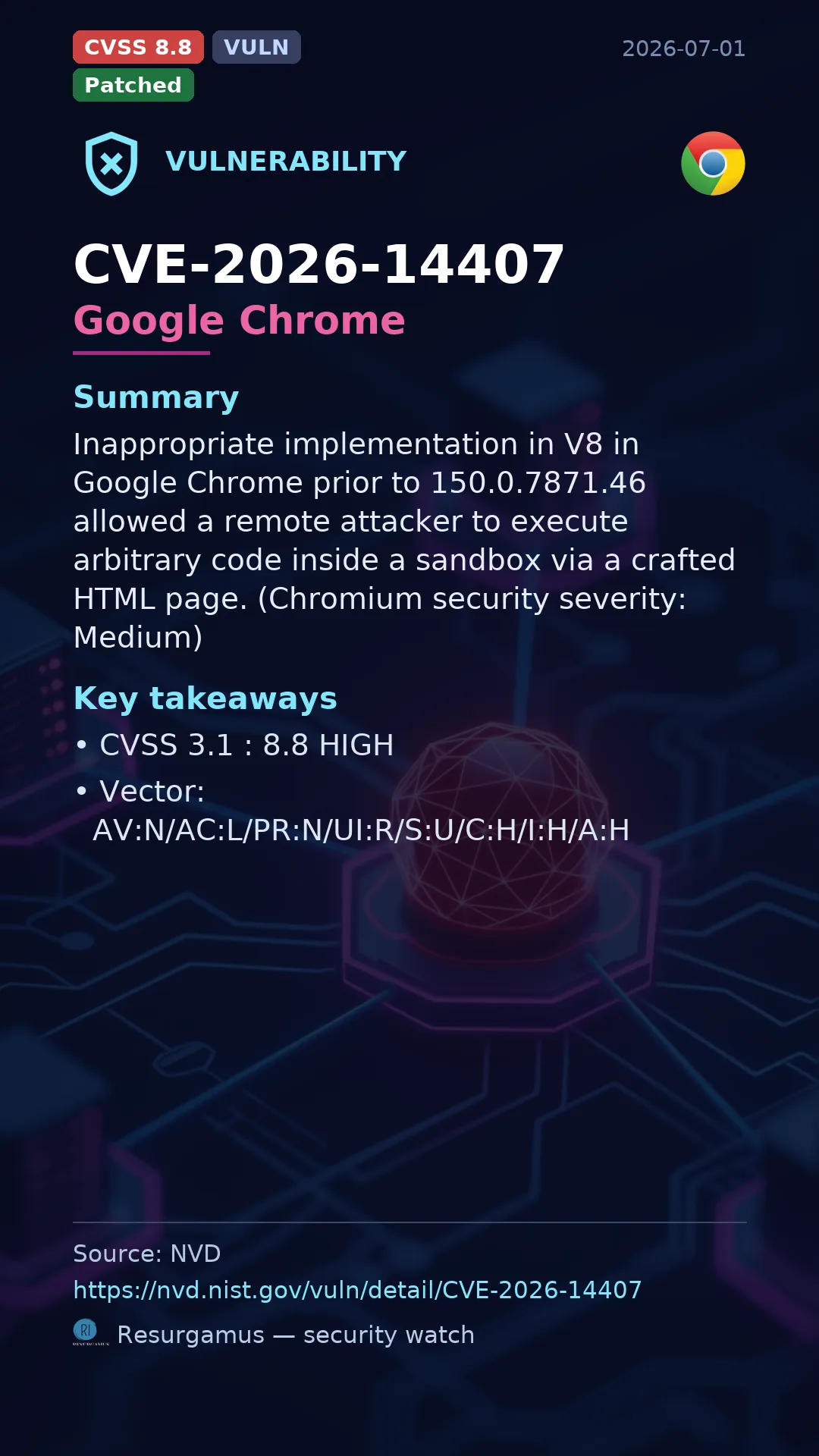 CVE-2026-14407 Google Chrome Vulnerability