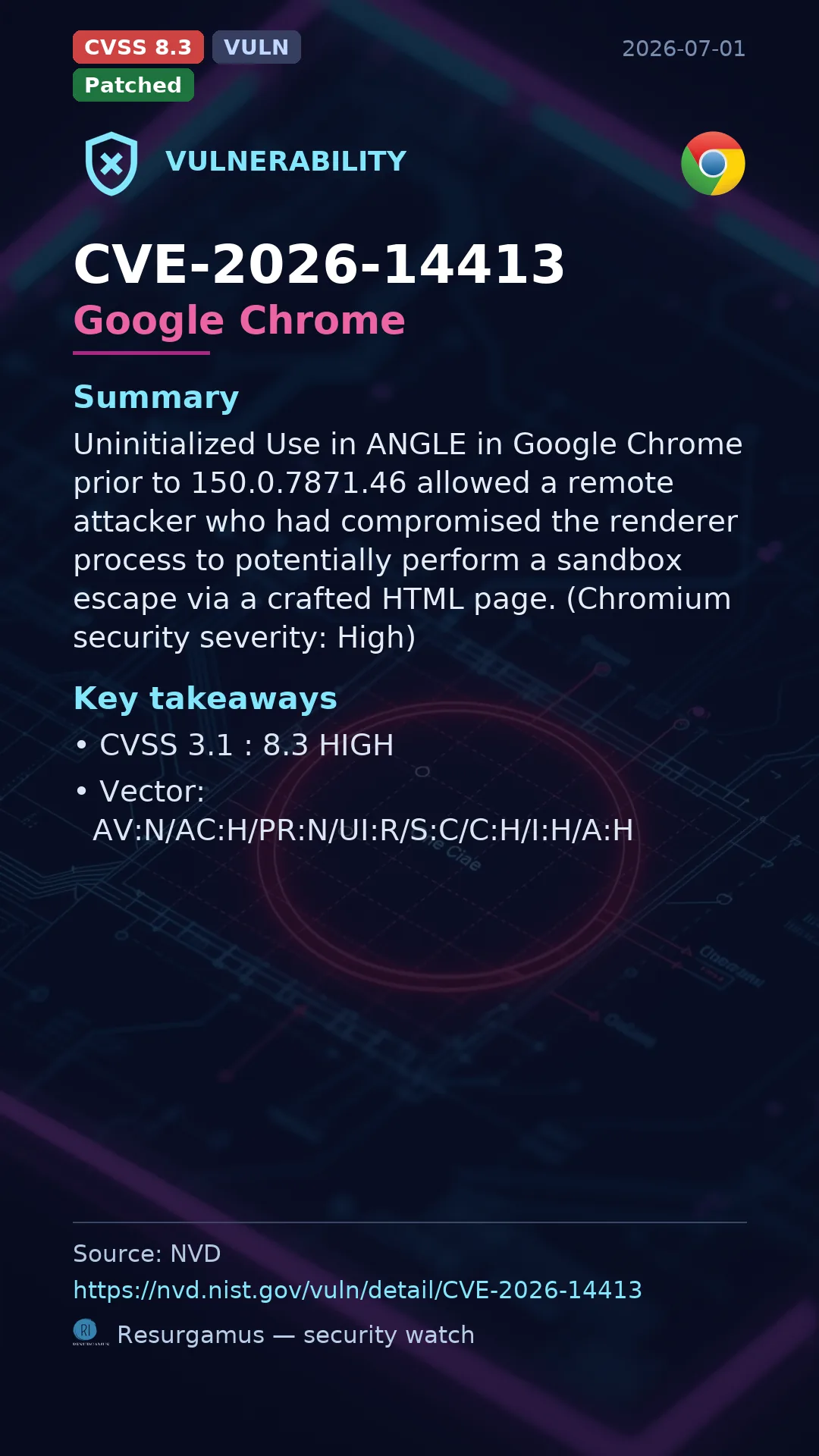 CVE-2026-14413 Google Chrome Vulnerability