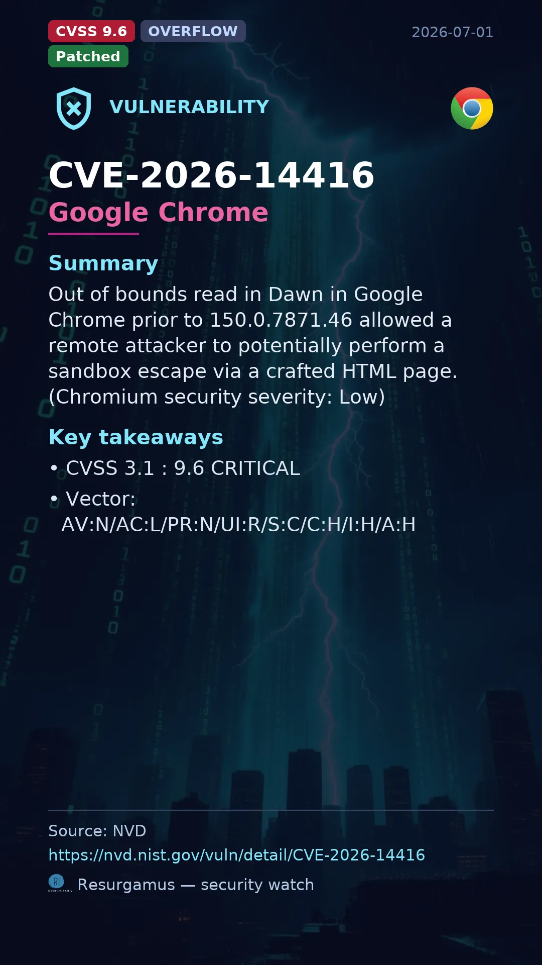CVE-2026-14416 Google Chrome Vulnerability