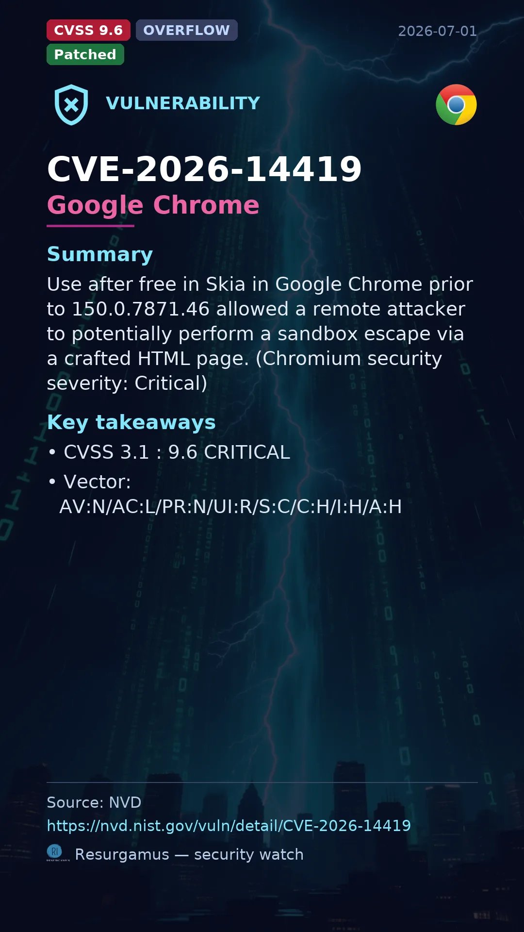CVE-2026-14419 Google Chrome Vulnerability