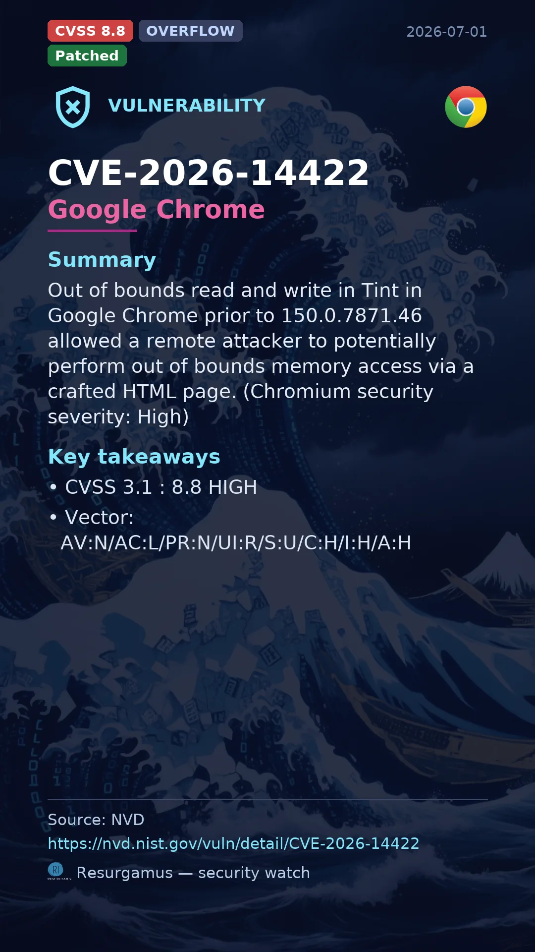 CVE-2026-14422 Google Chrome Vulnerability