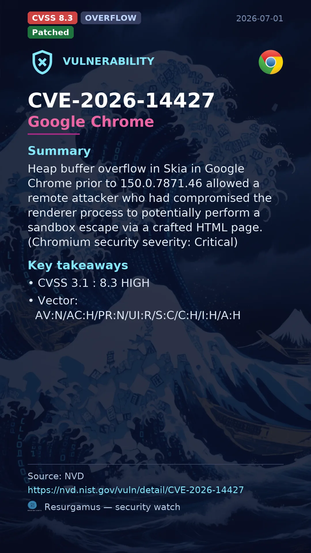 CVE-2026-14427 Google Chrome Vulnerability