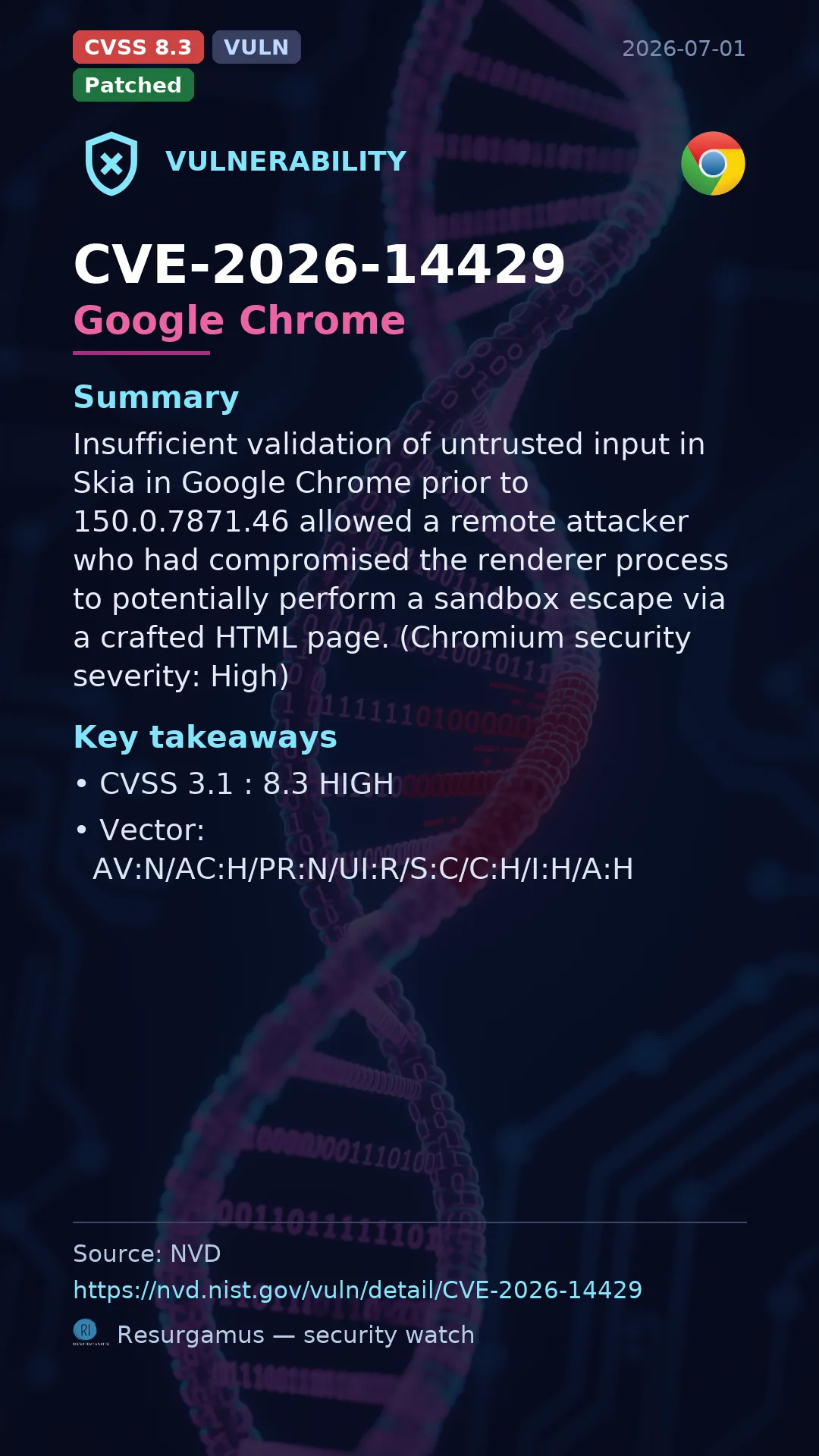 CVE-2026-14429 Google Chrome Vulnerability