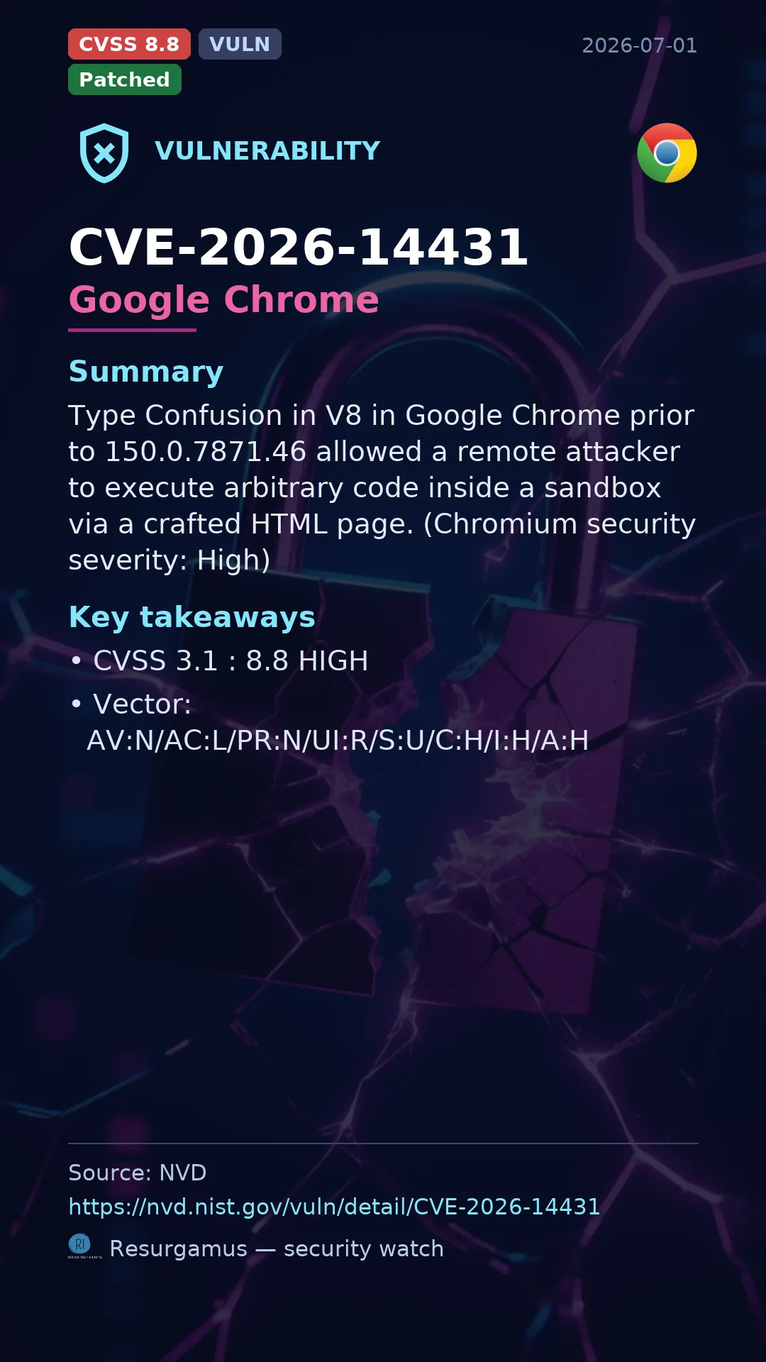 CVE-2026-14431 Google Chrome Vulnerability