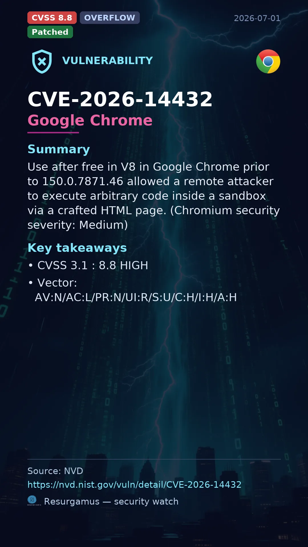CVE-2026-14432 Google Chrome Vulnerability