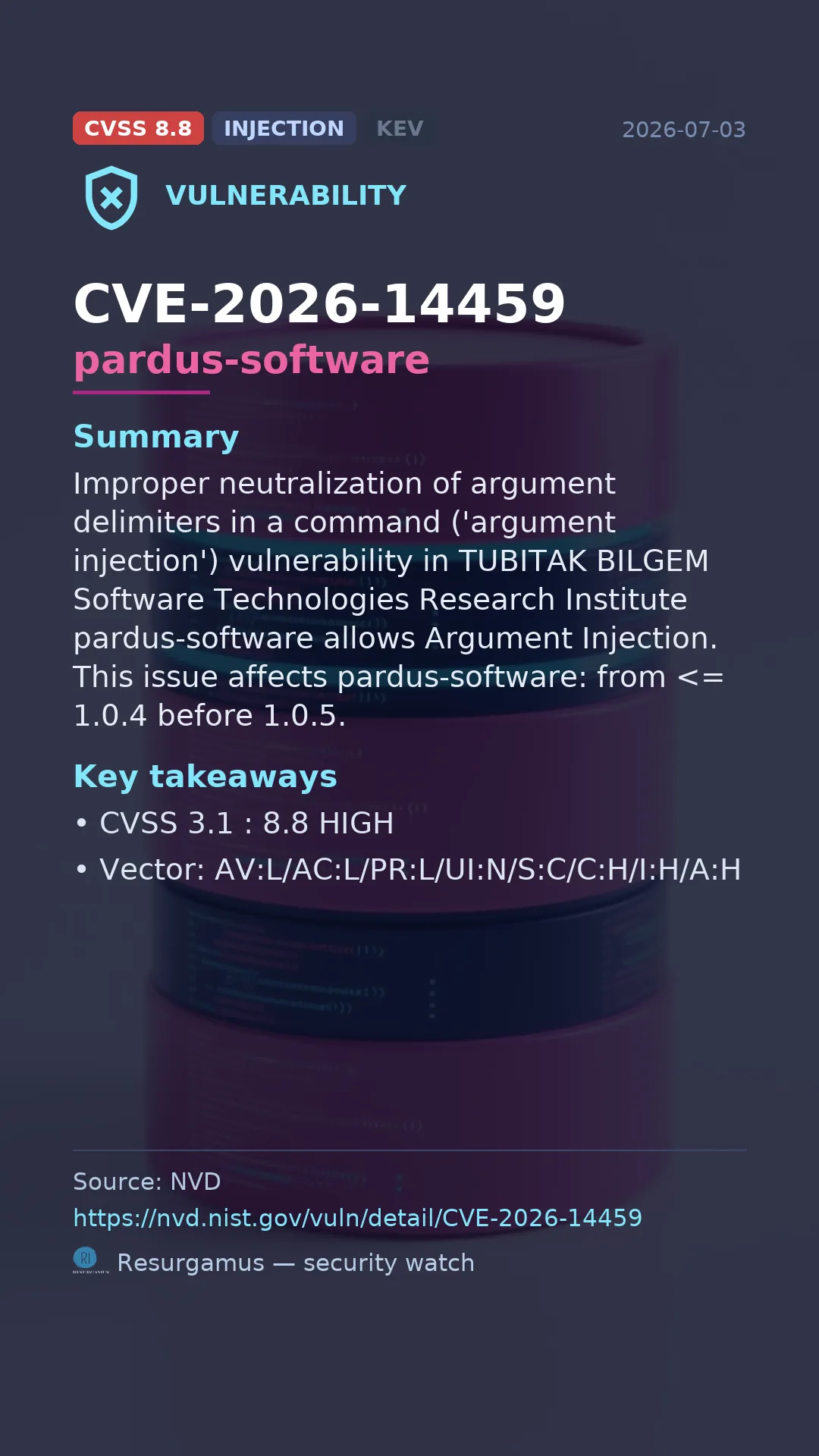 CVE-2026-14459 pardus-software Vulnerability