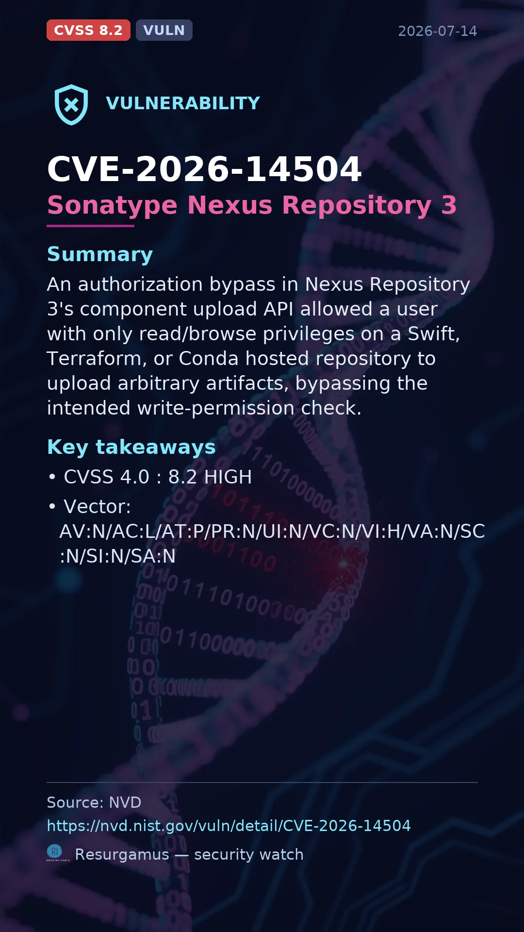 CVE-2026-14504 Sonatype Nexus Repository 3 Vulnerability