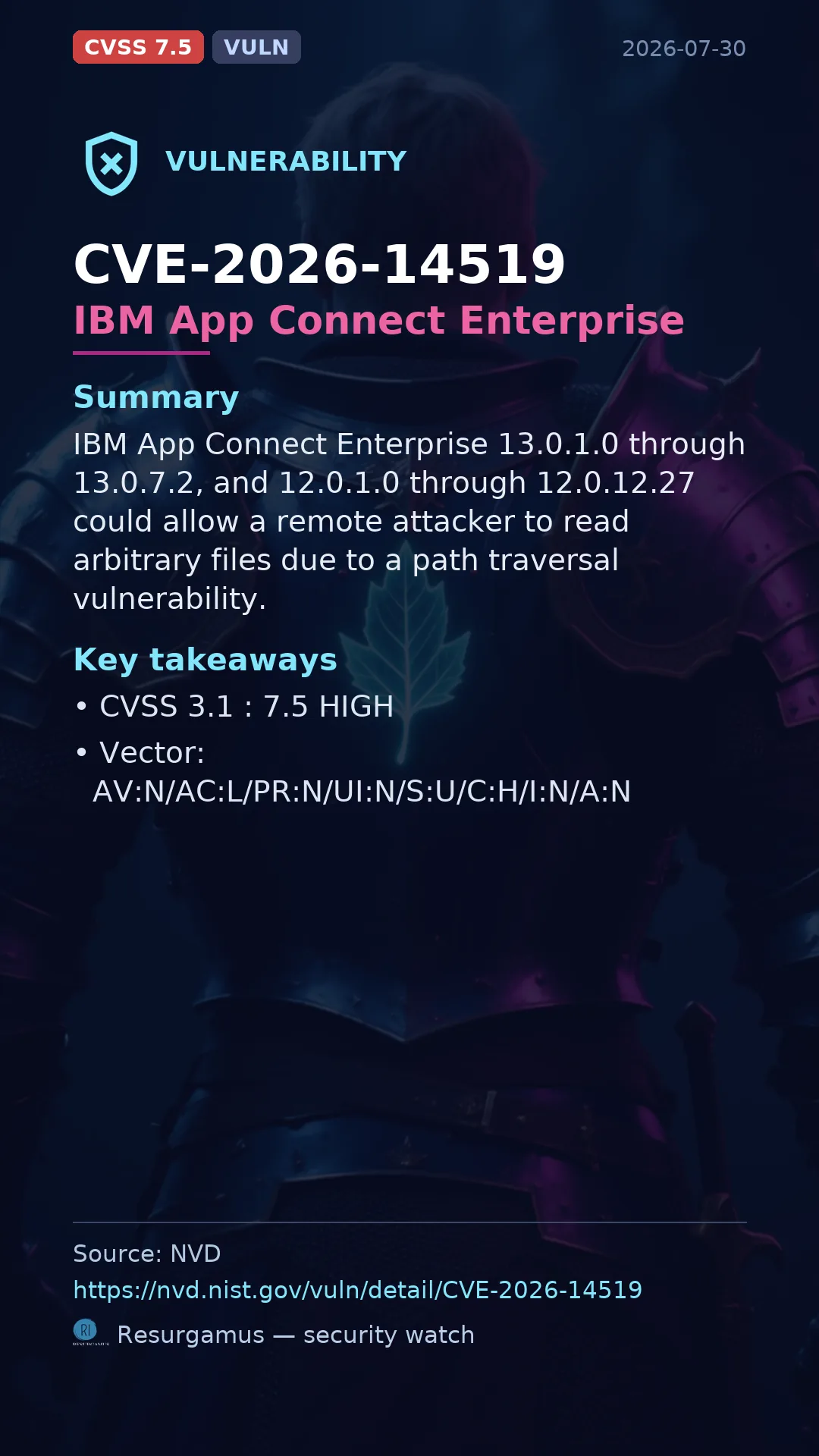 CVE-2026-14519 IBM App Connect Enterprise Vulnerability