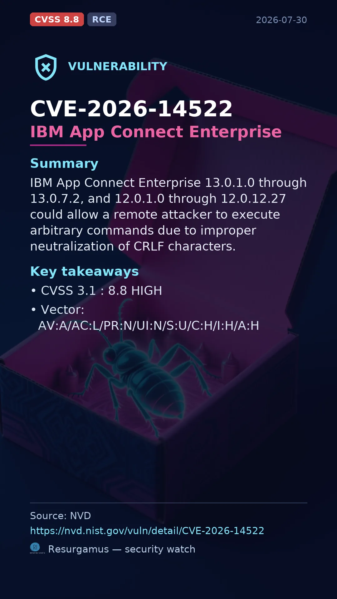 CVE-2026-14522 IBM App Connect Enterprise Vulnerability