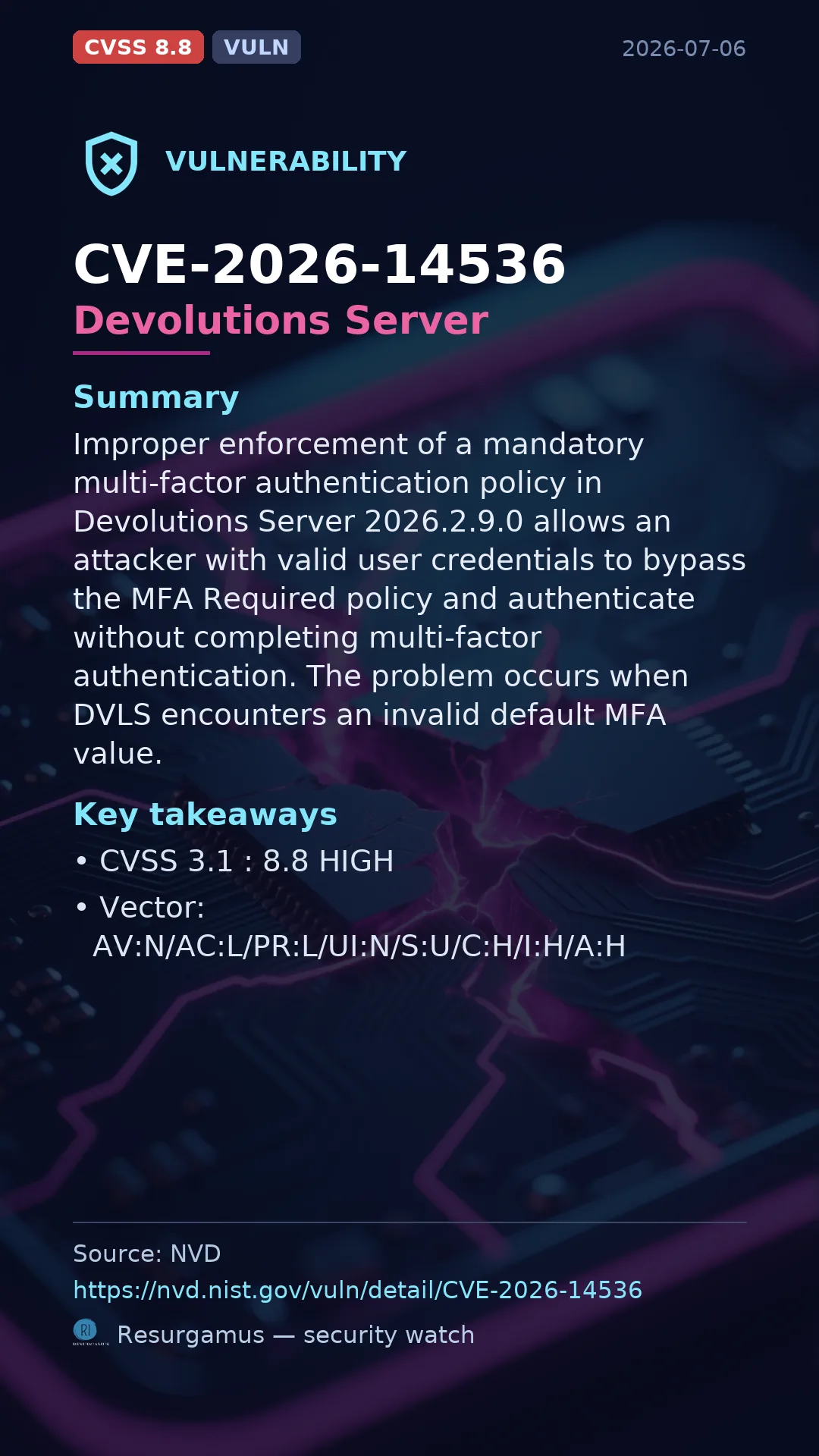 CVE-2026-14536 Devolutions Server Vulnerability
