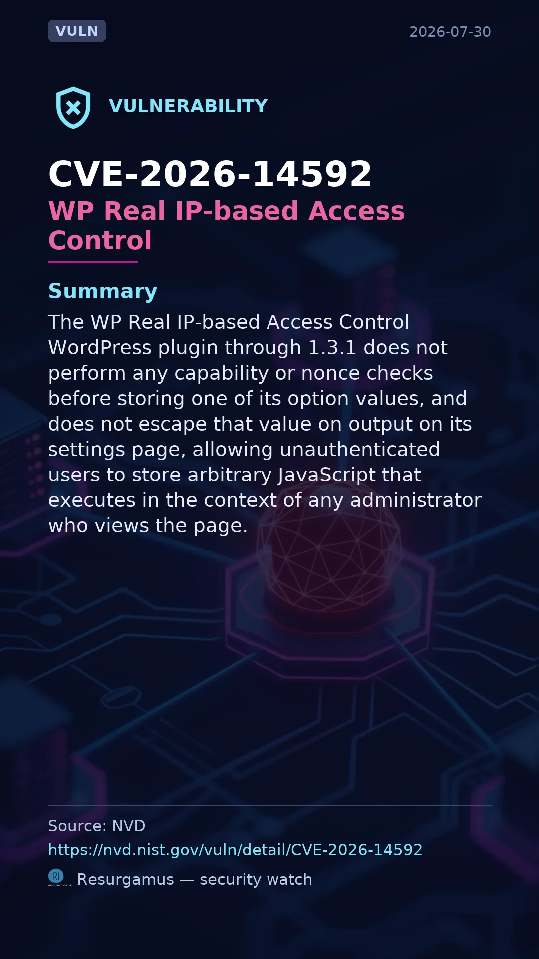 CVE-2026-14592 WP Real IP-based Access Control Vulnerability