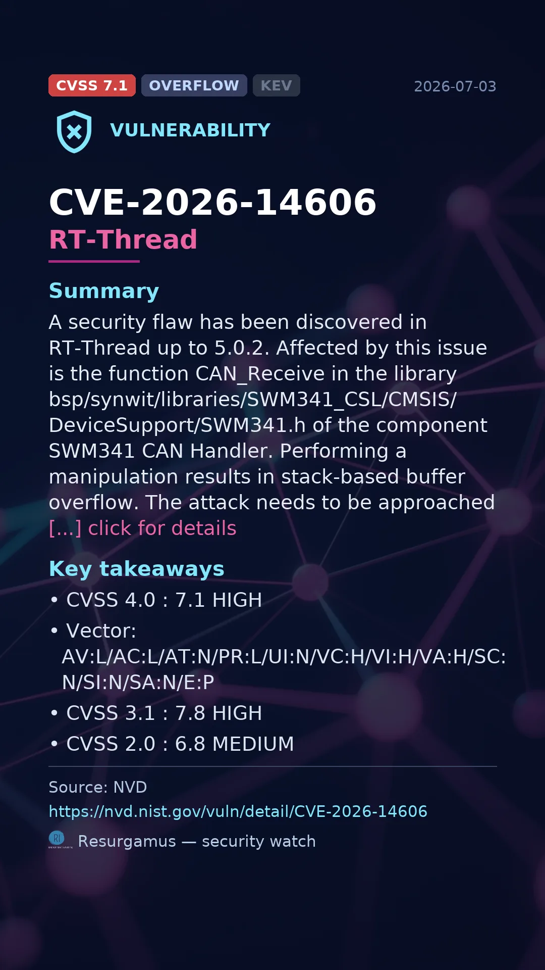 CVE-2026-14606 RT-Thread Vulnerability