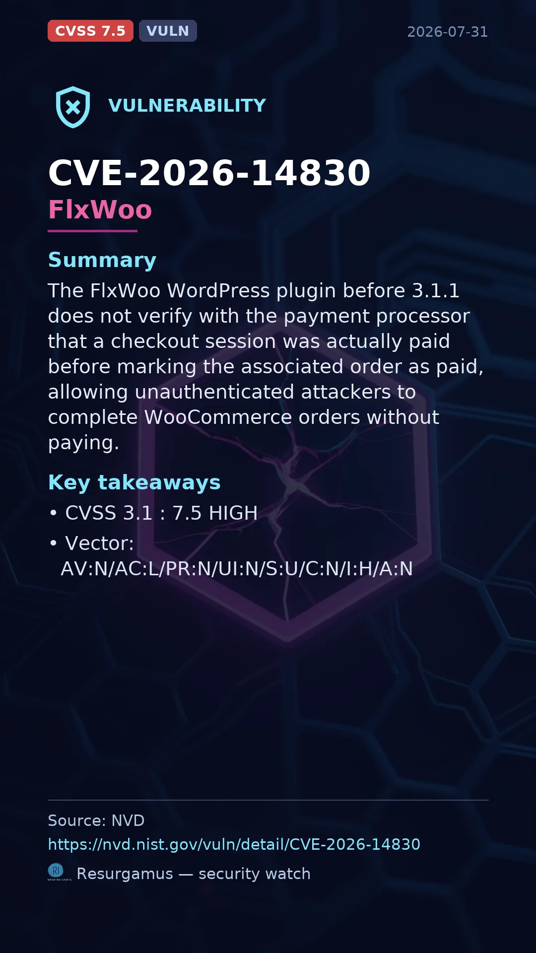 CVE-2026-14830 FlxWoo Vulnerability