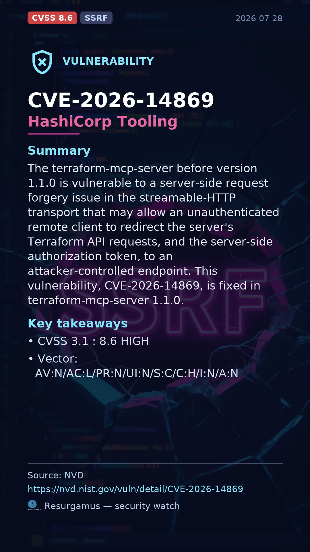 CVE-2026-14869 HashiCorp Tooling Vulnerability