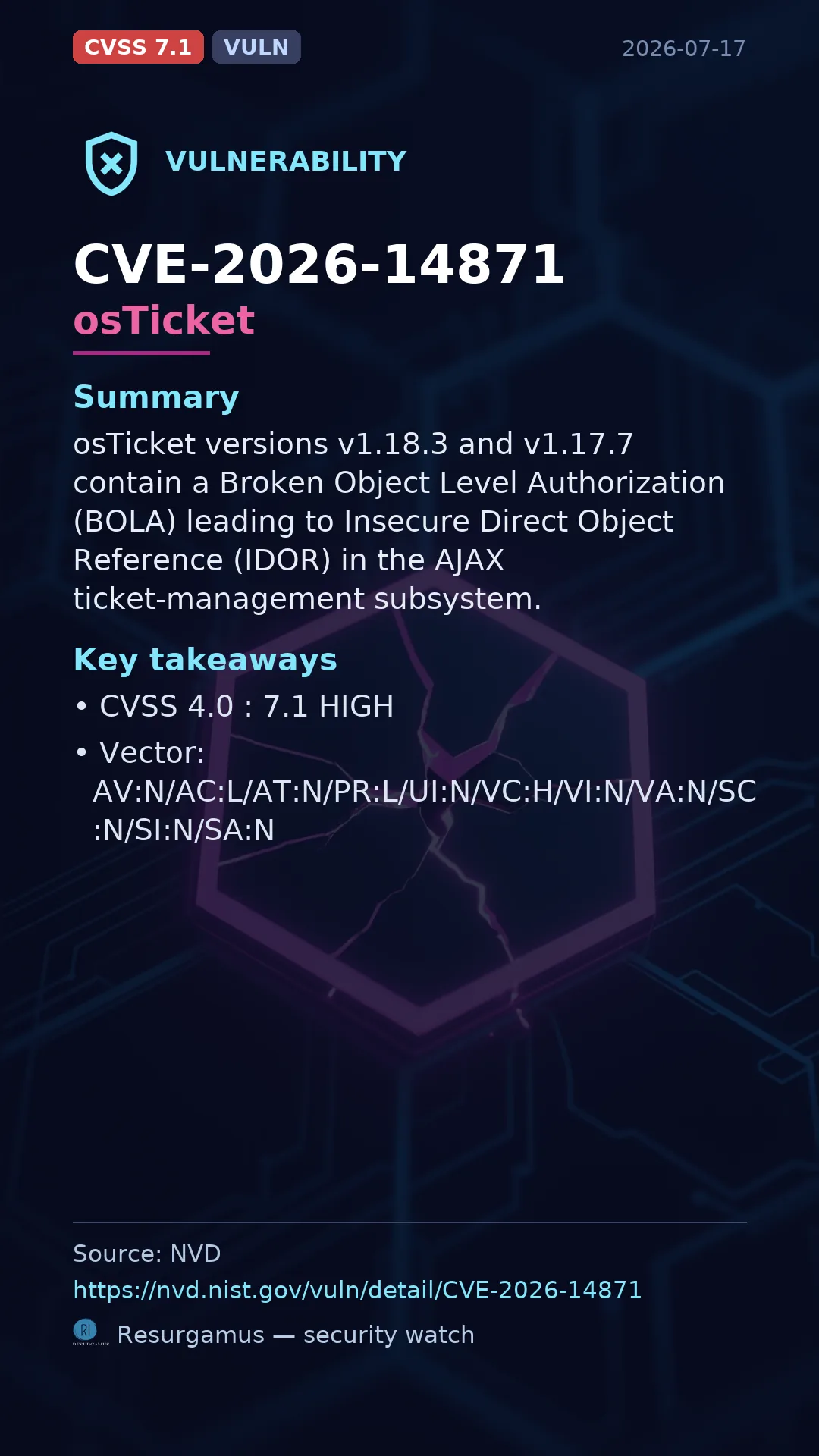 CVE-2026-14871 osTicket Vulnerability