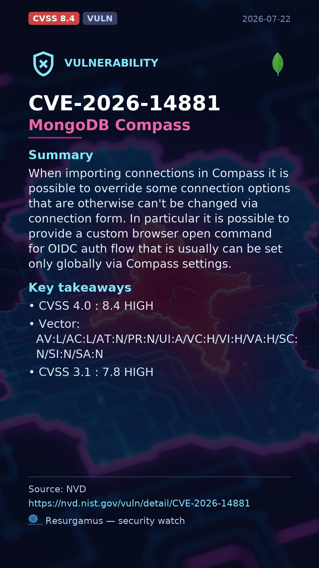 CVE-2026-14881 MongoDB Compass Vulnerability