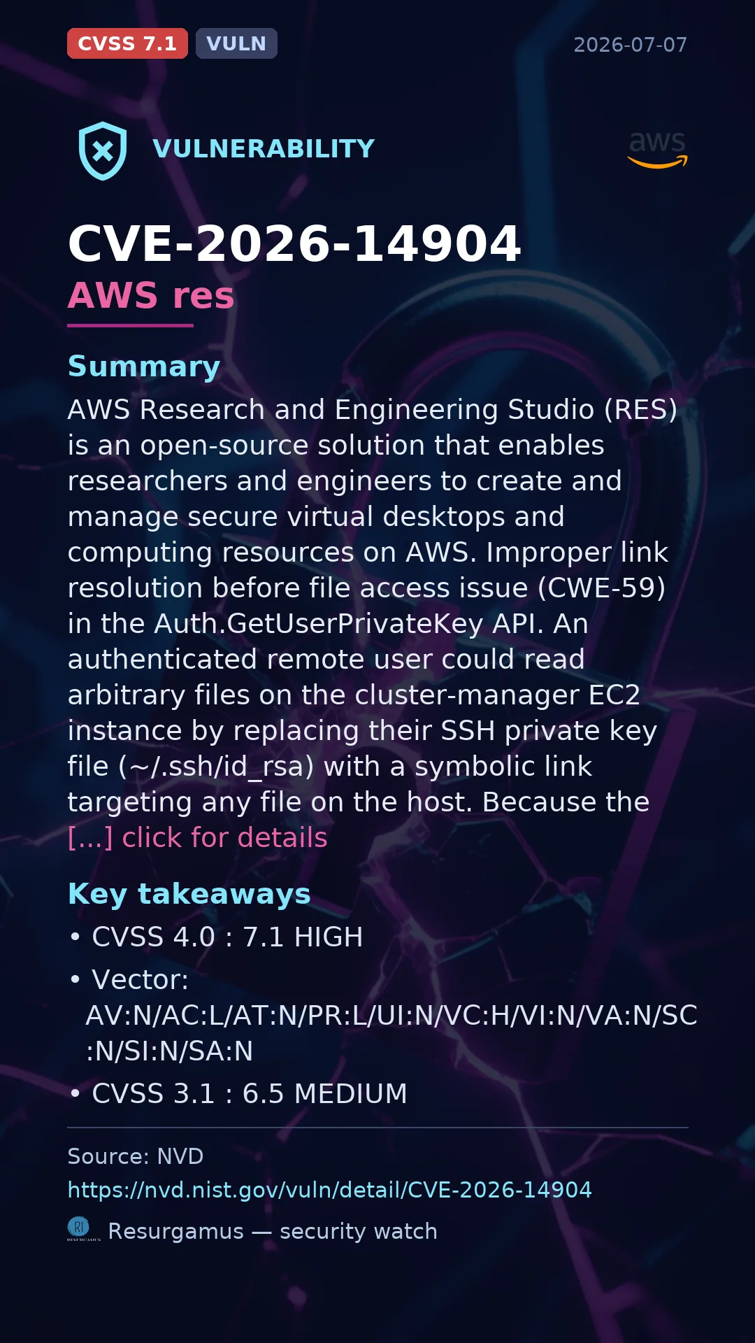 CVE-2026-14904 AWS res Vulnerability