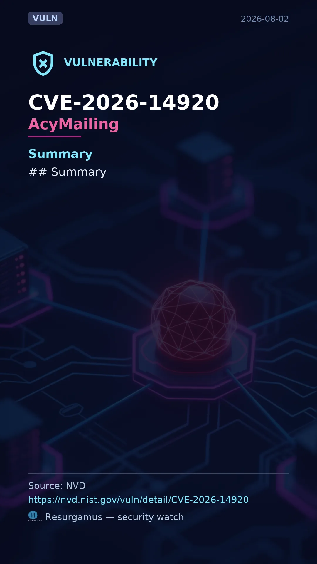 CVE-2026-14920 AcyMailing Vulnerability