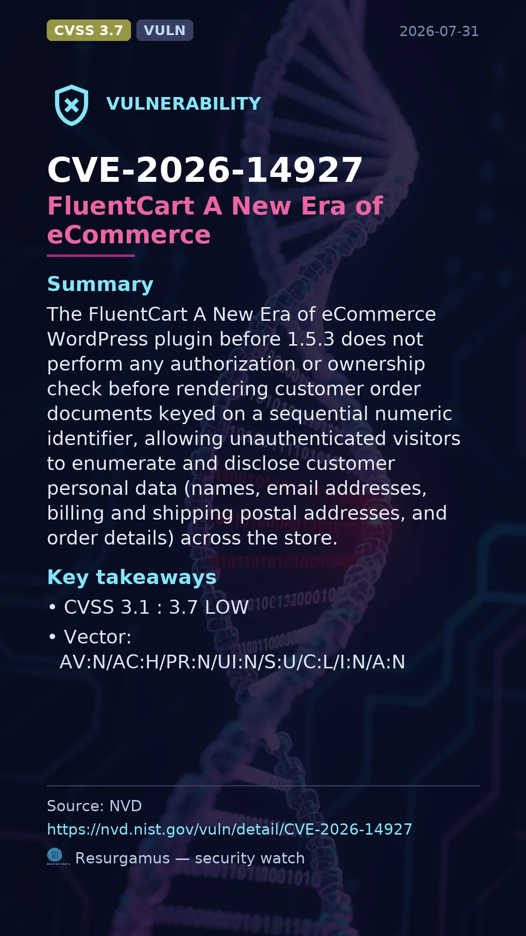 CVE-2026-14927 FluentCart A New Era of eCommerce Vulnerability