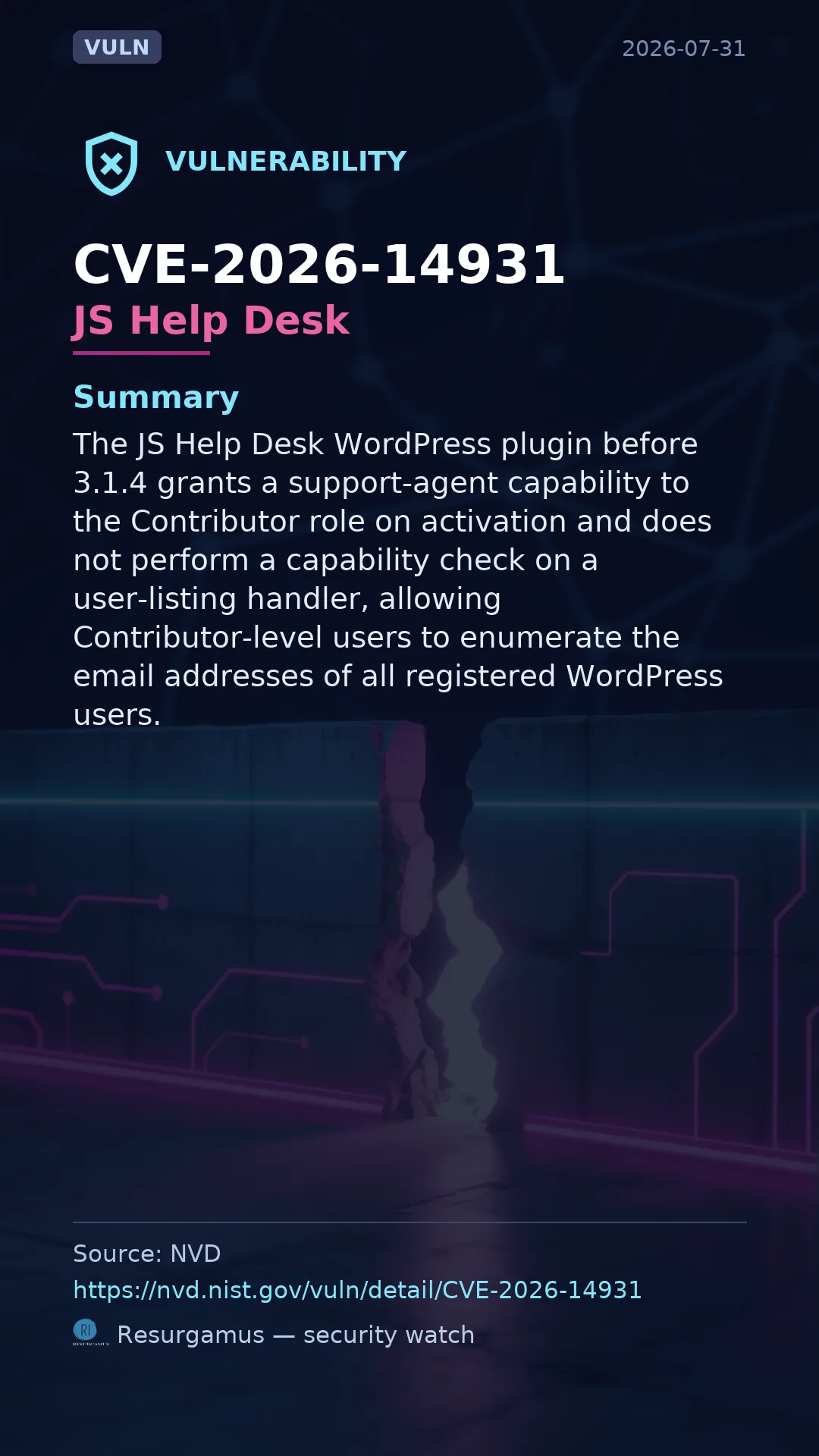 CVE-2026-14931 JS Help Desk Vulnerability