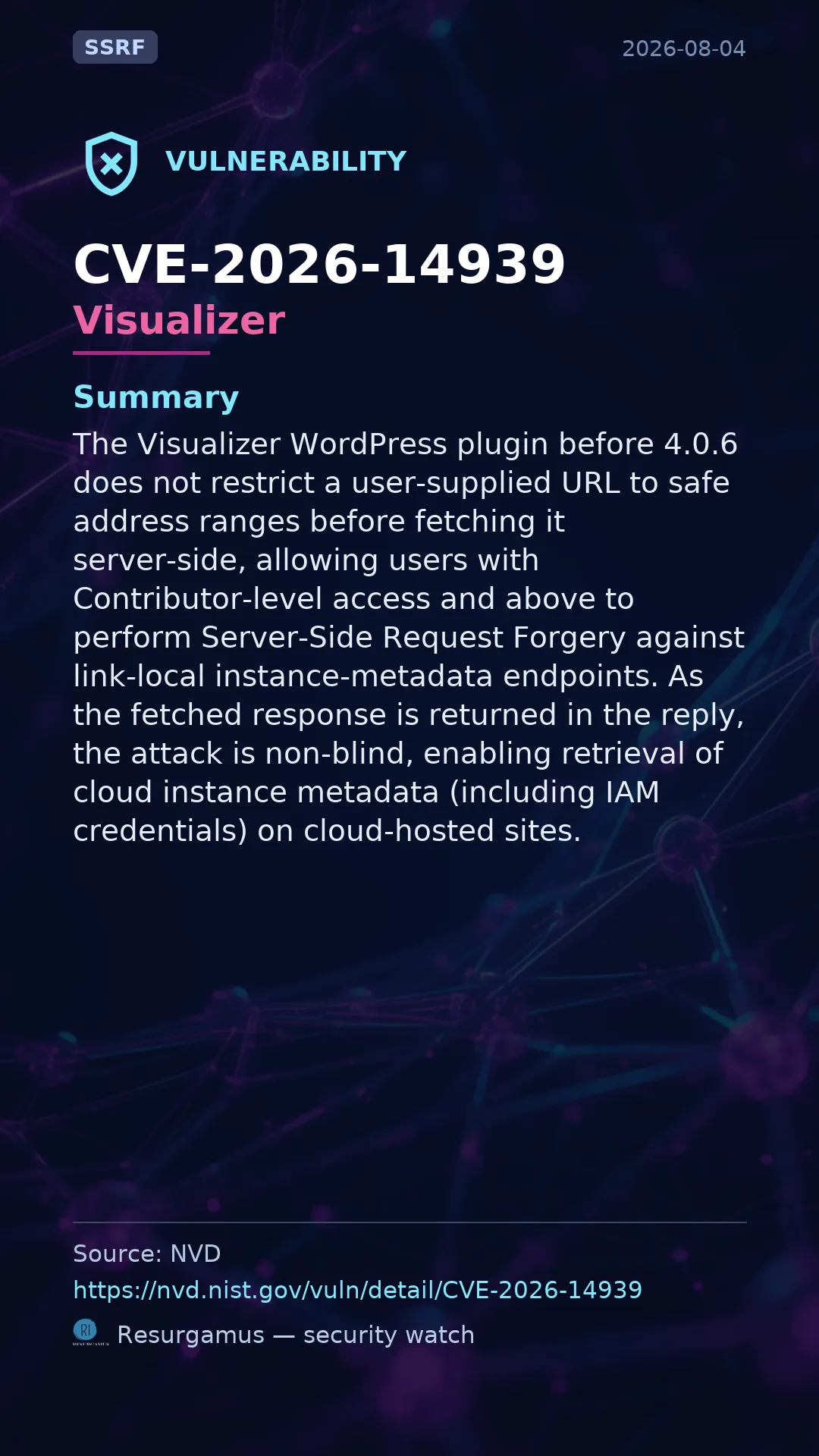 CVE-2026-14939 Visualizer Vulnerability