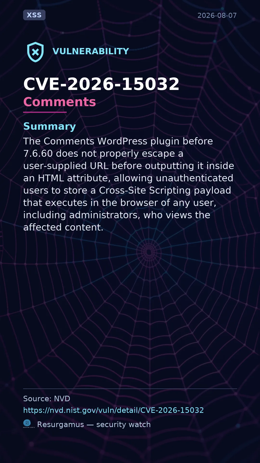 CVE-2026-15032 Comments Vulnerability