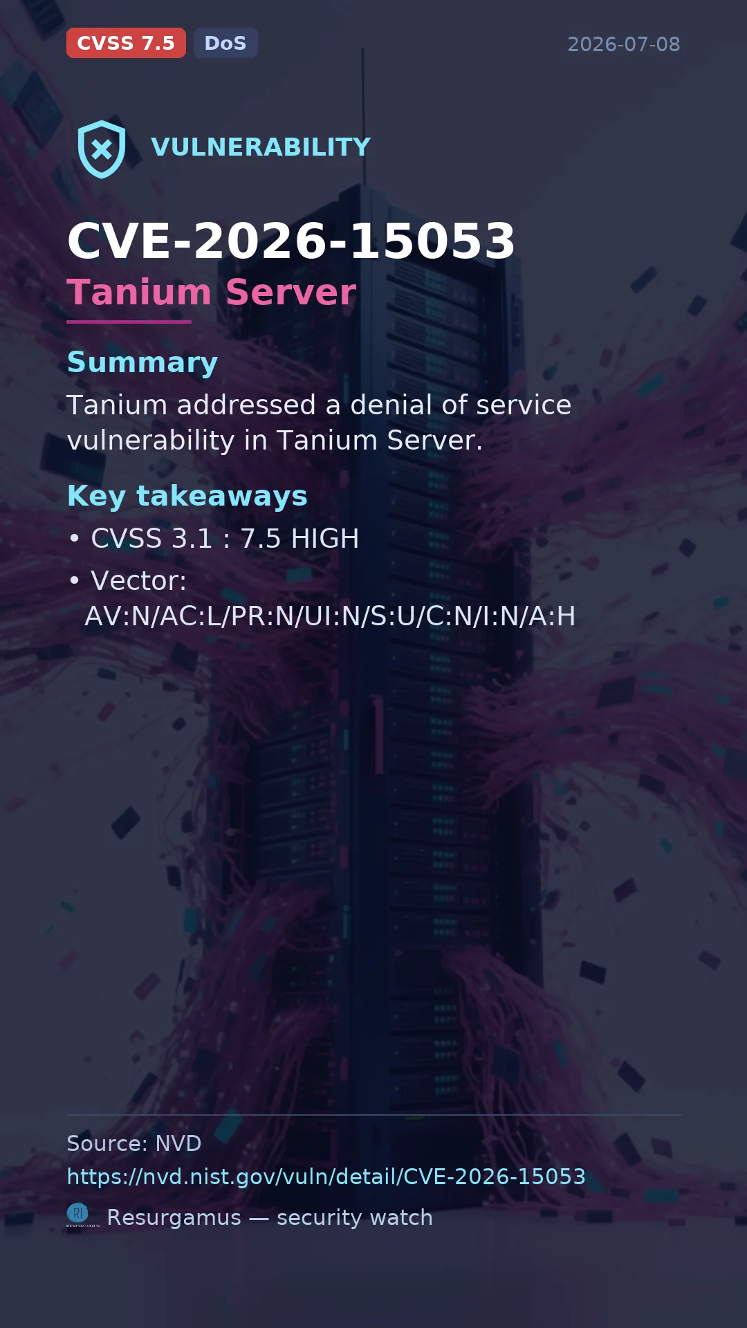 CVE-2026-15053 Tanium Server Vulnerability