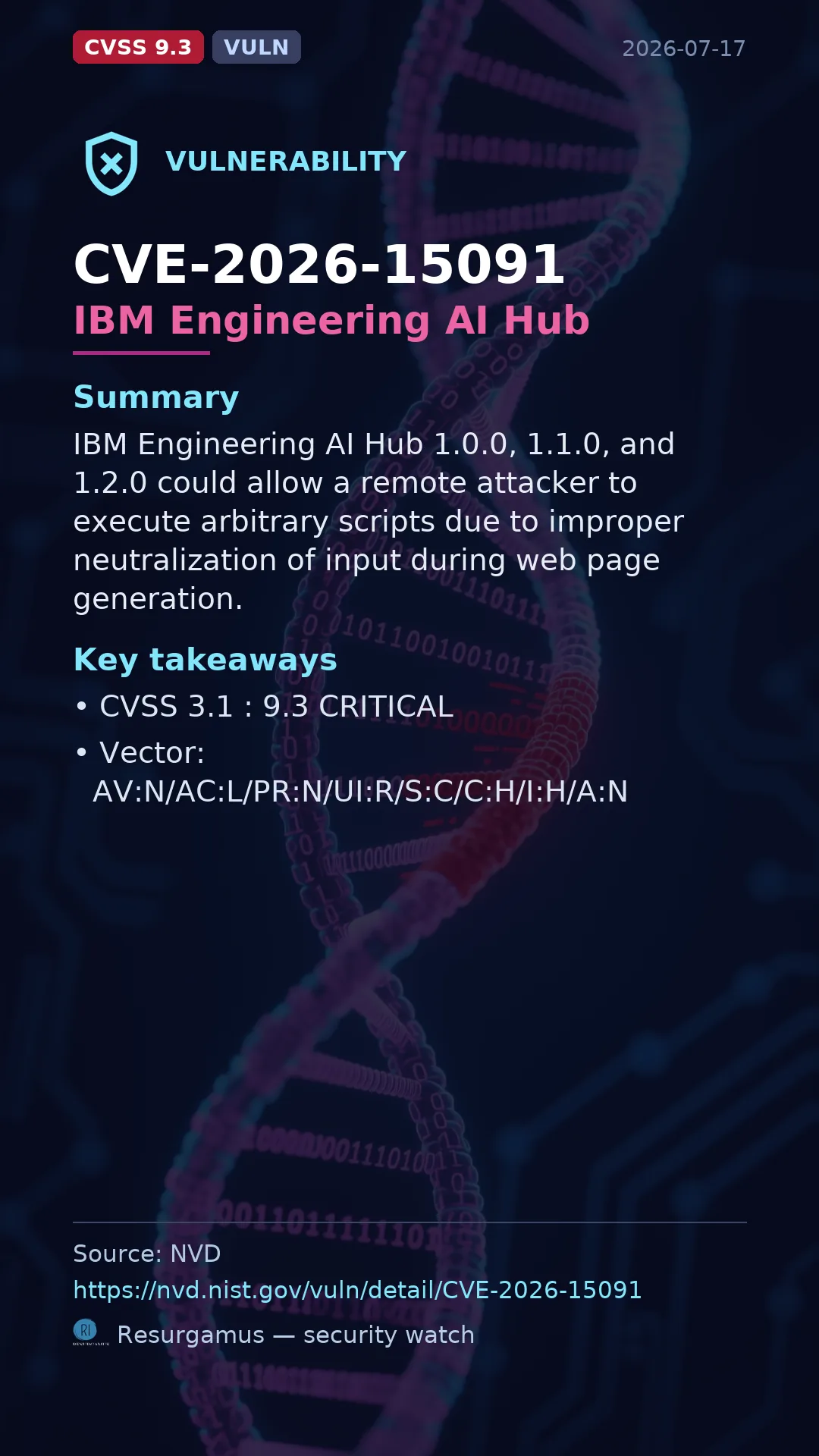 CVE-2026-15091 IBM Engineering AI Hub Vulnerability