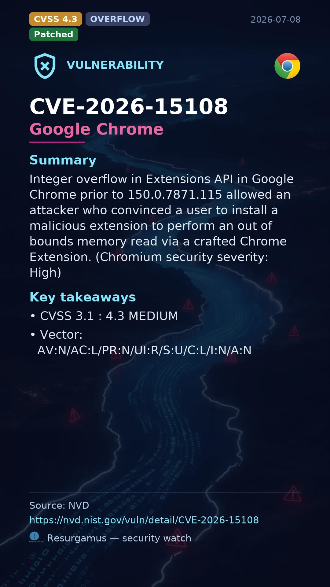 CVE-2026-15108 Google Chrome Vulnerability
