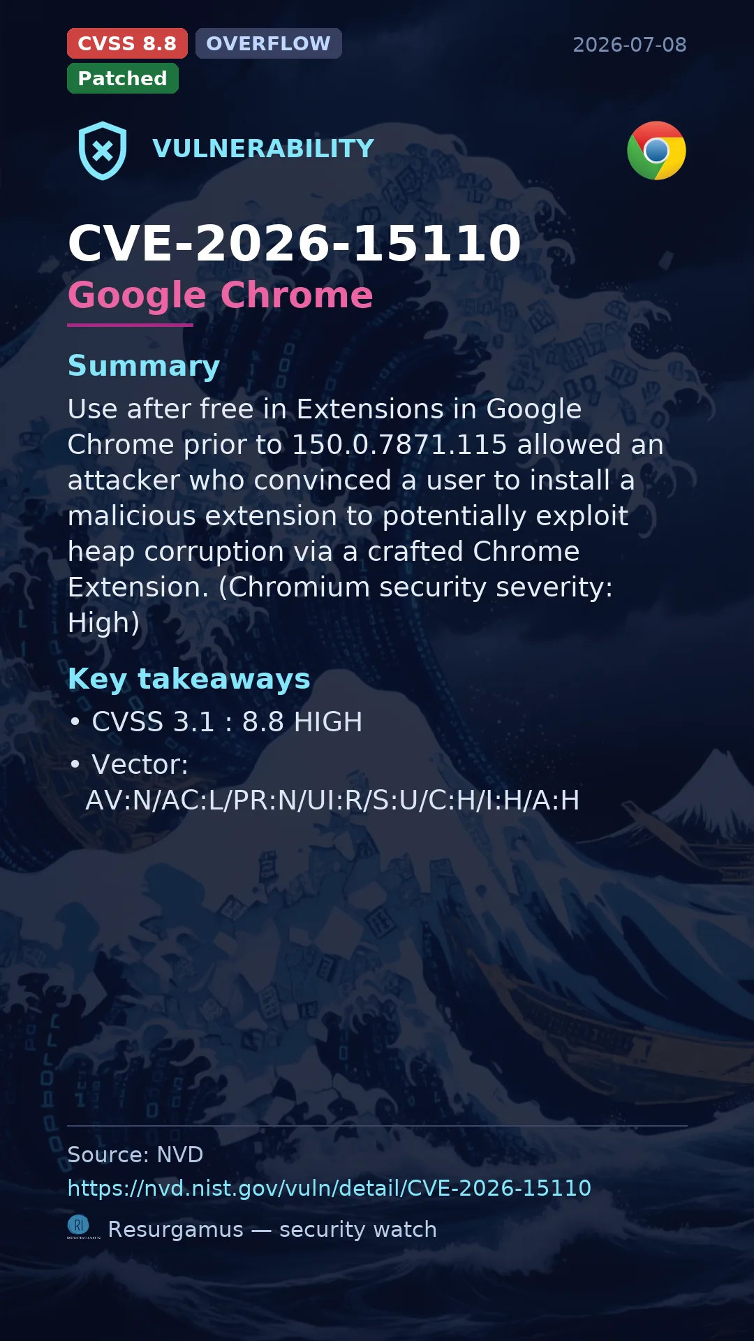 CVE-2026-15110 Google Chrome Vulnerability