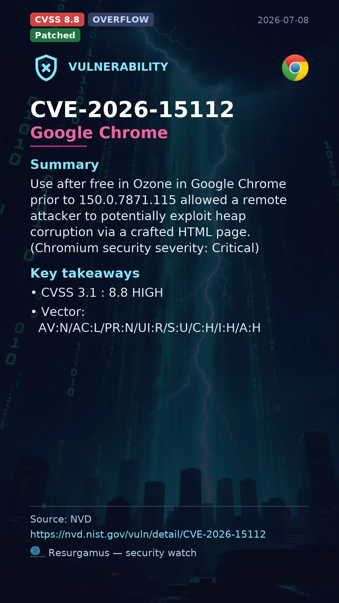 CVE-2026-15112 Google Chrome Vulnerability