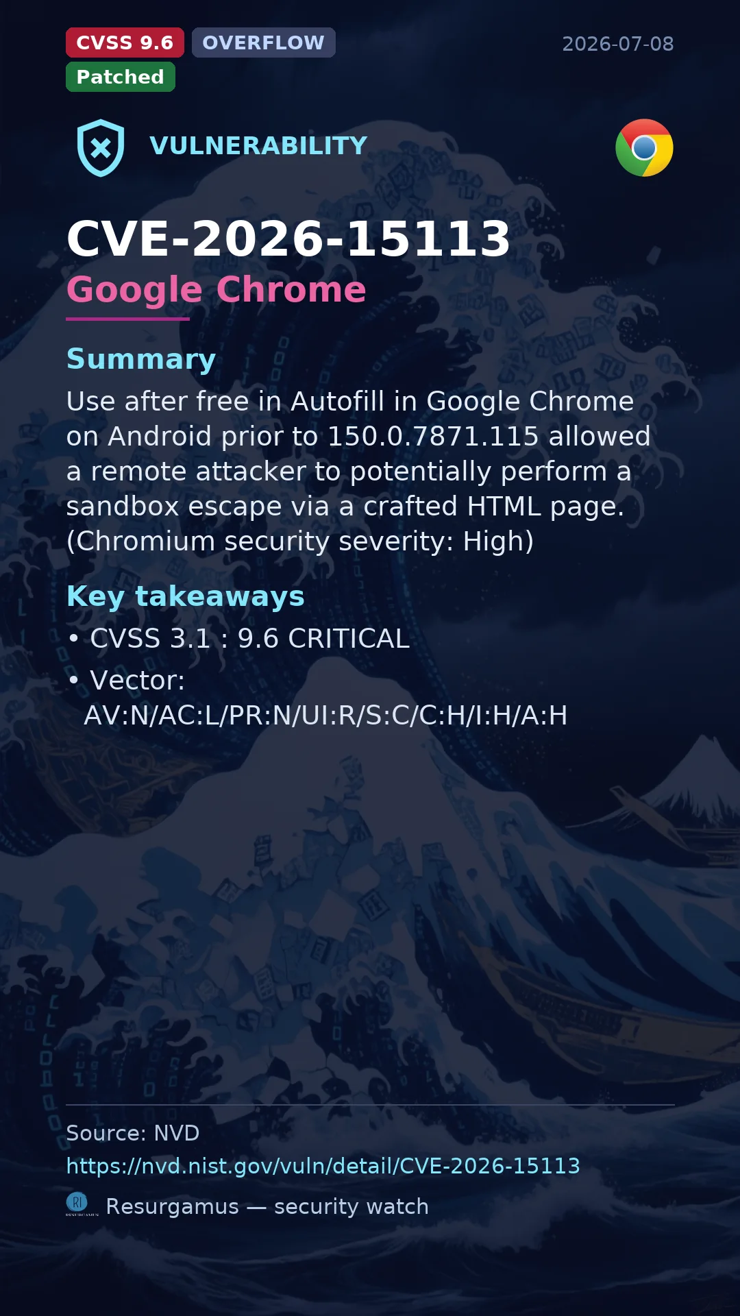 CVE-2026-15113 Google Chrome Vulnerability