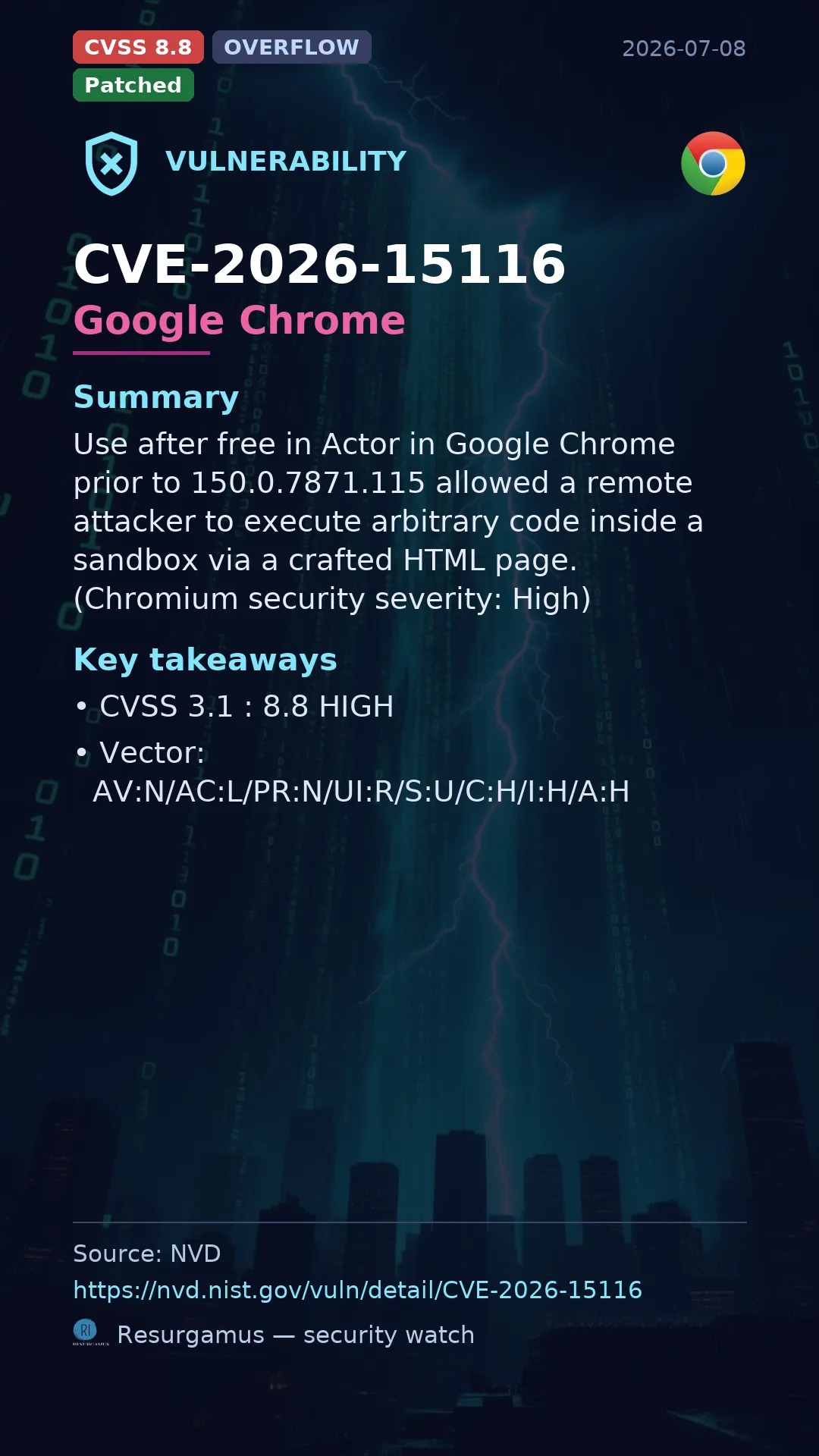 CVE-2026-15116 Google Chrome Vulnerability