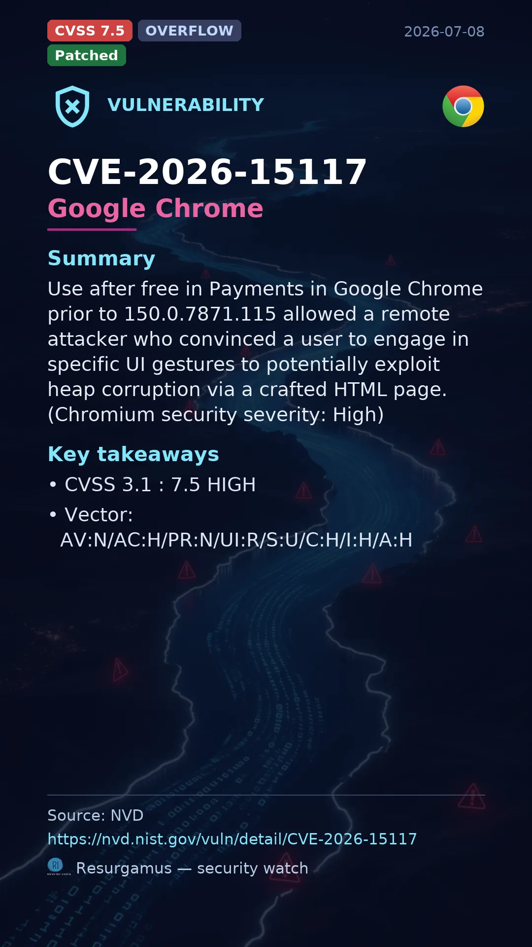 CVE-2026-15117 Google Chrome Vulnerability