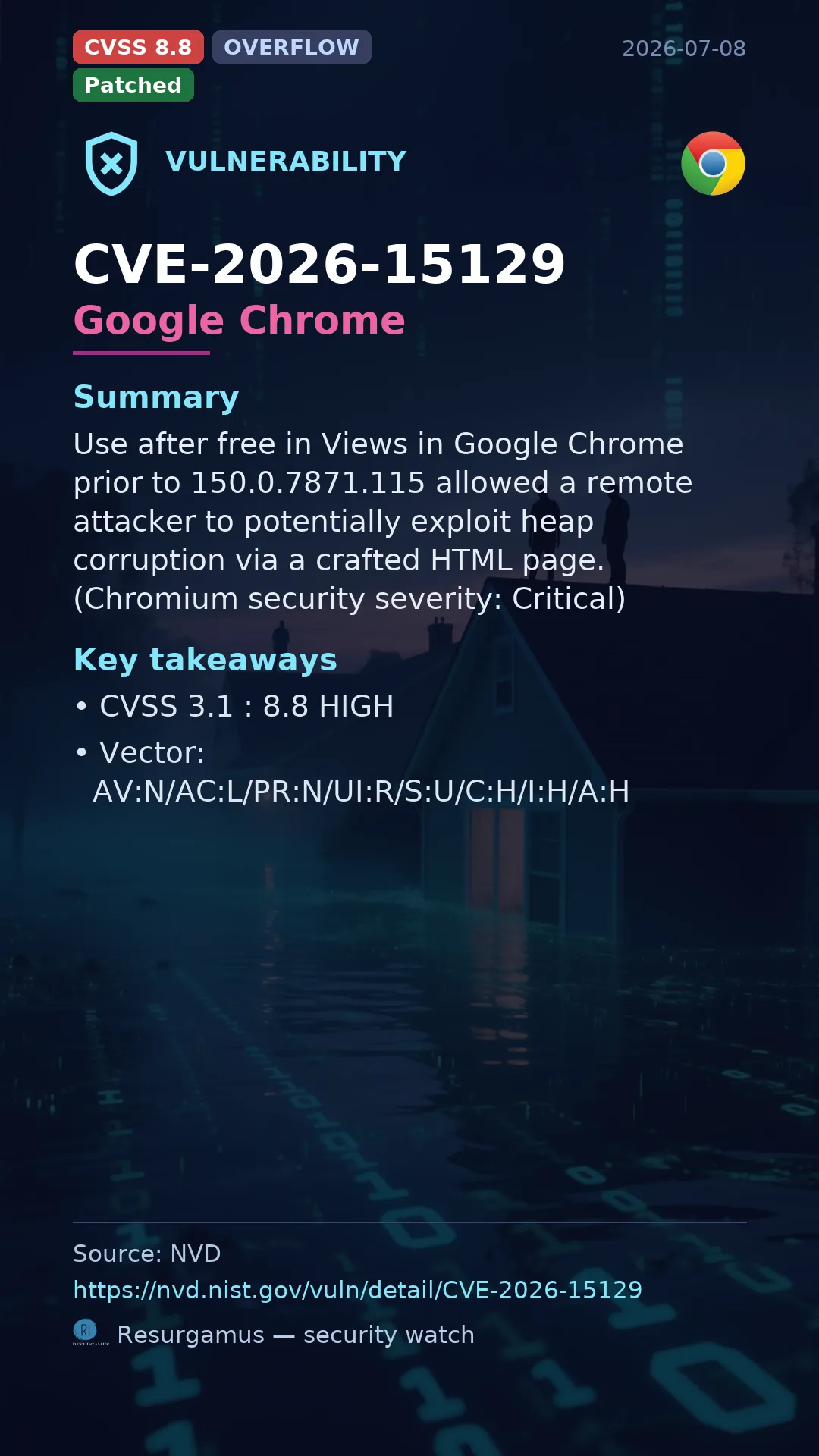 CVE-2026-15129 Google Chrome Vulnerability