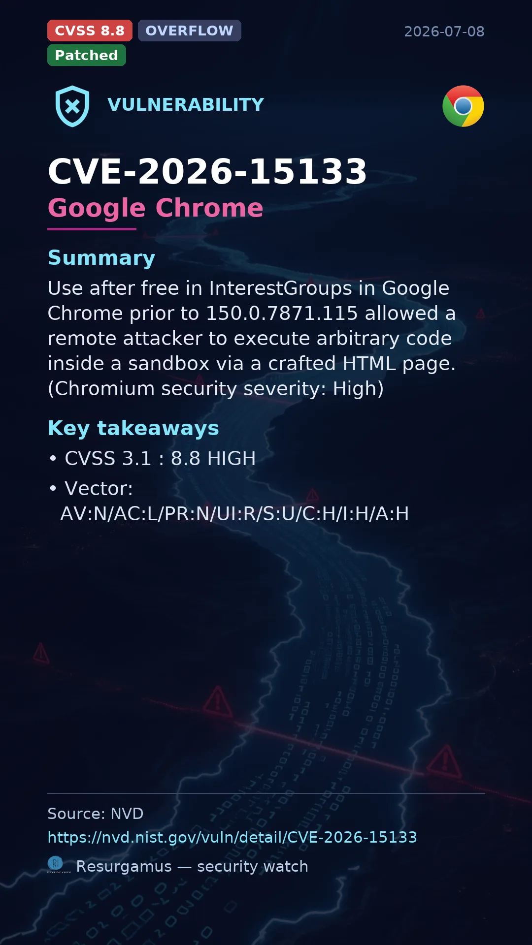 CVE-2026-15133 Google Chrome Vulnerability