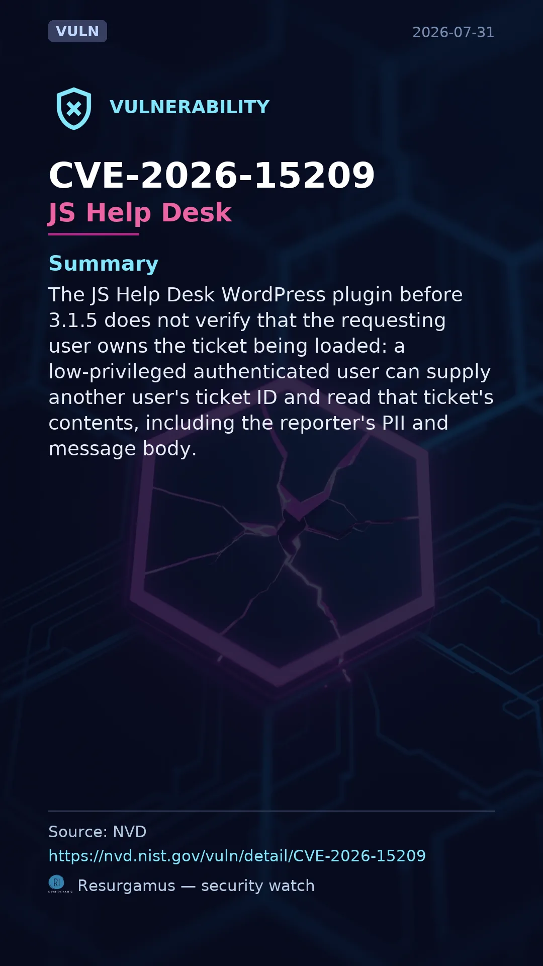 CVE-2026-15209 JS Help Desk Vulnerability