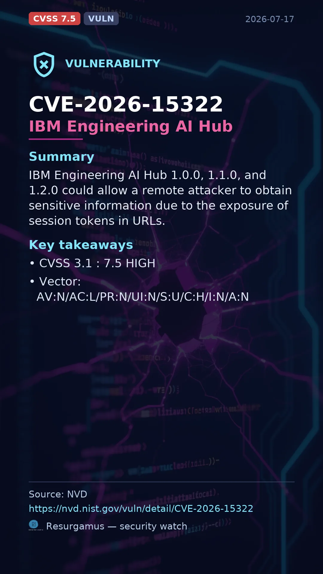 CVE-2026-15322 IBM Engineering AI Hub Vulnerability