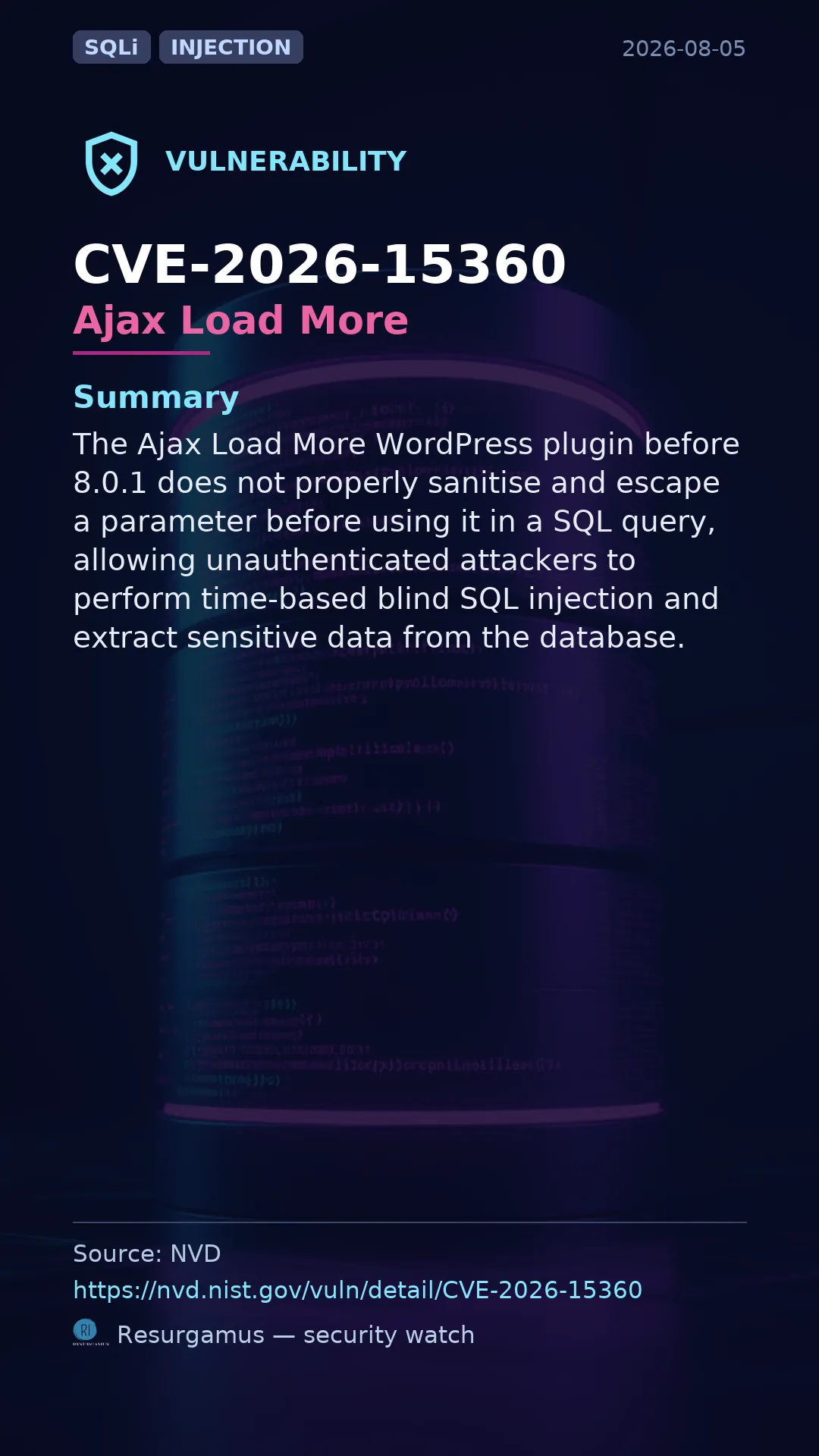 CVE-2026-15360 Ajax Load More Vulnerability